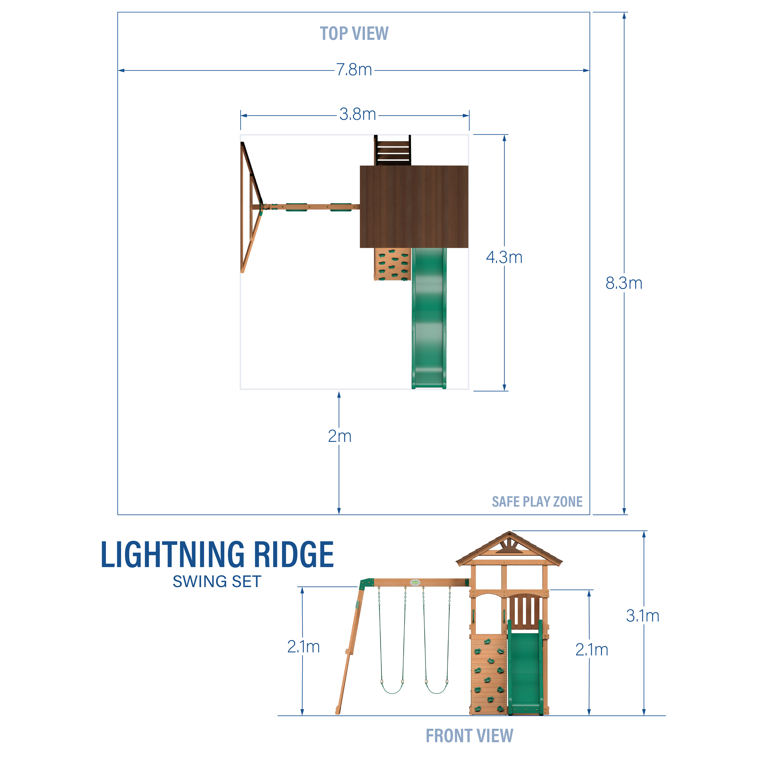 Lightning Ridge Speeltoestel dubbele Schommel en Glijbaan