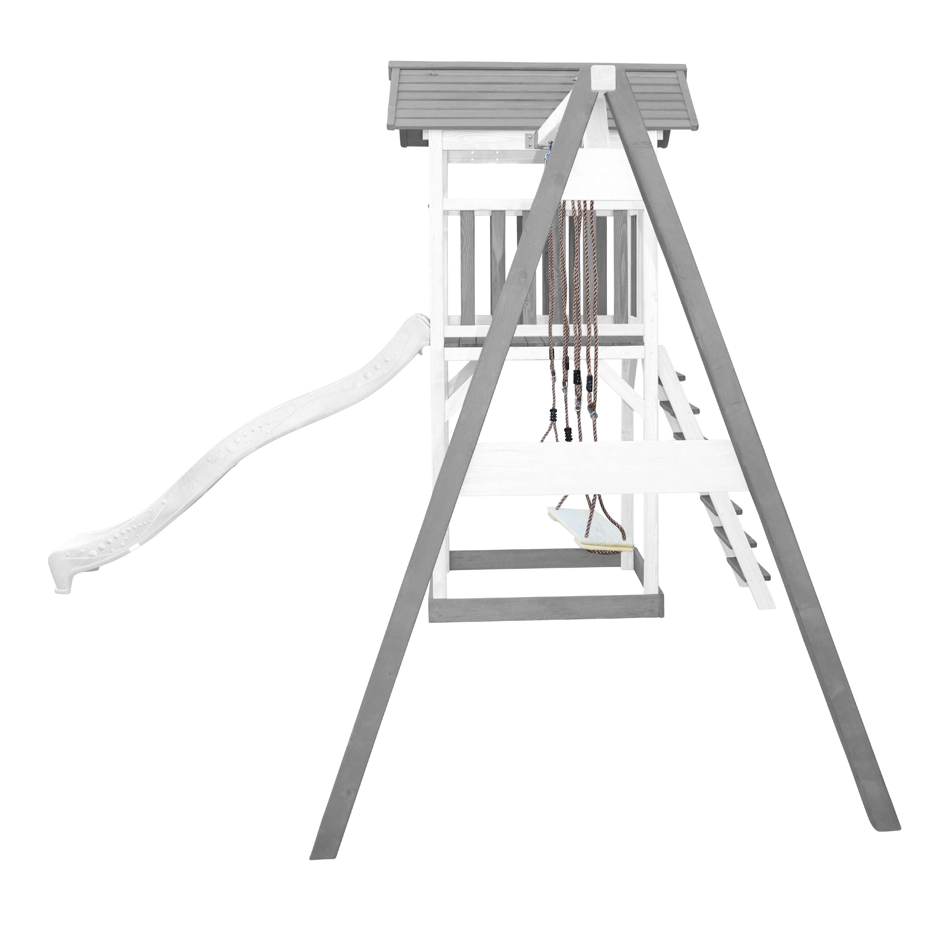 Beach Tower with Double Swing Grey/white - White Slide