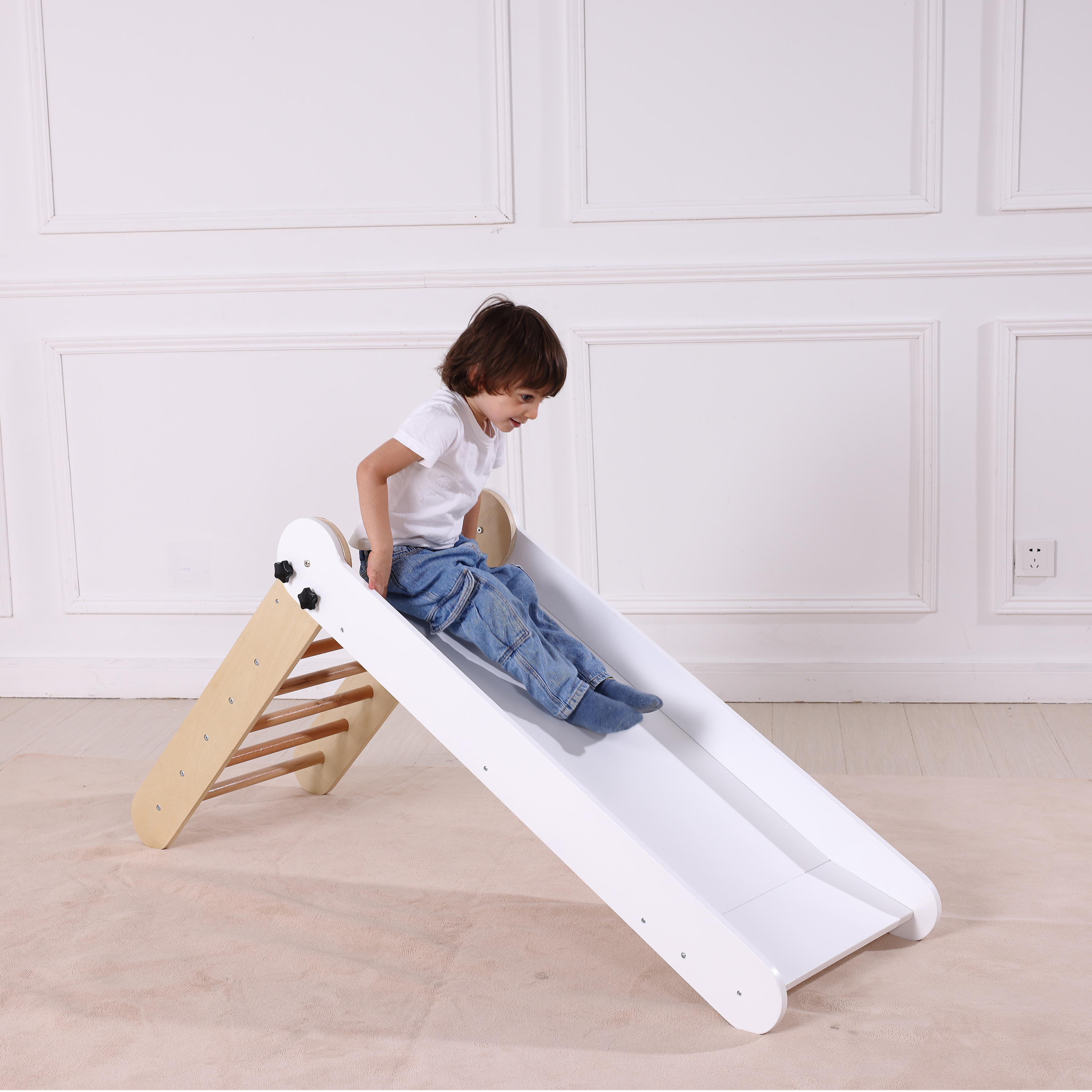 Bobbie Wooden Folding Slide - Natural/white