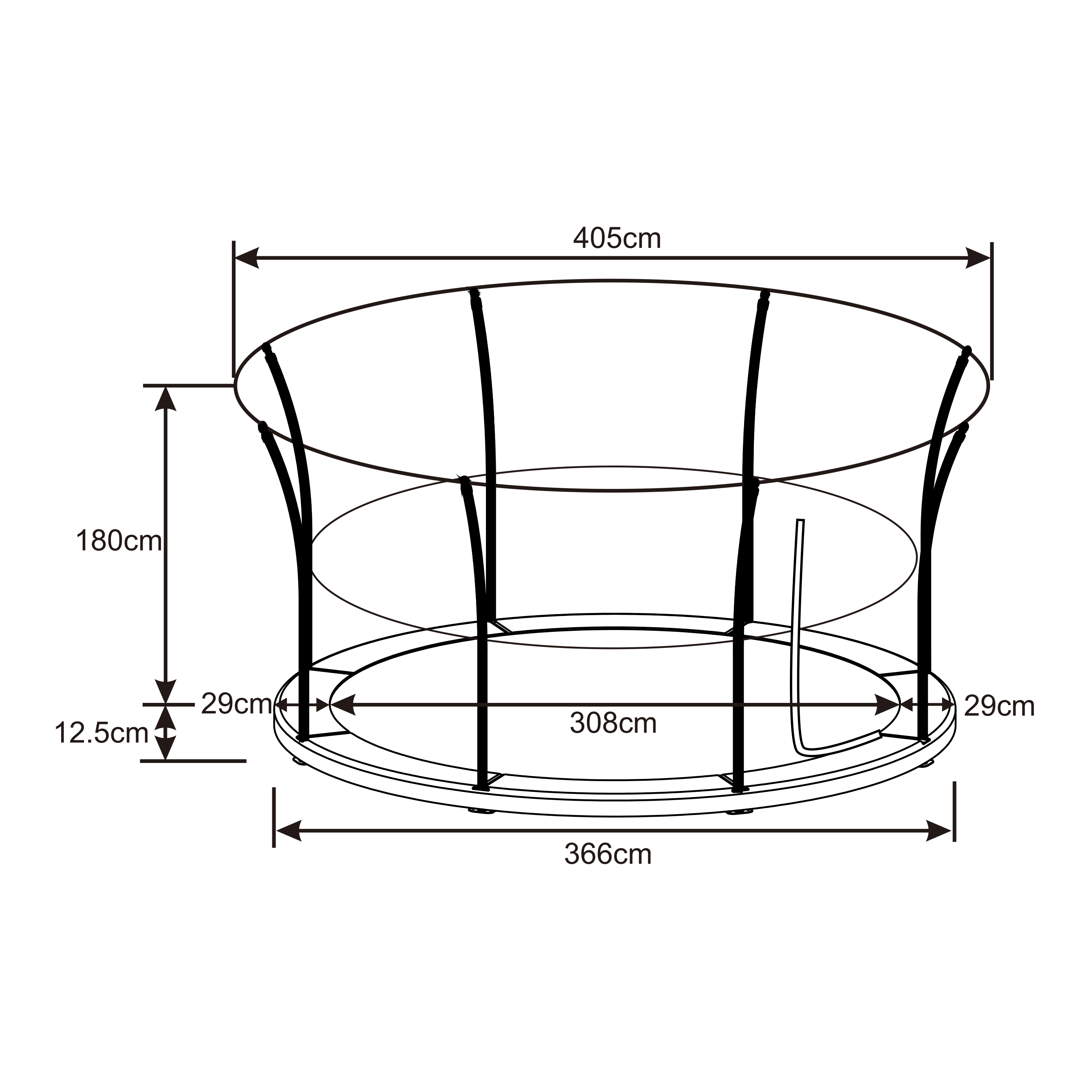 Denver Trampoline 12ft - Inground - Black