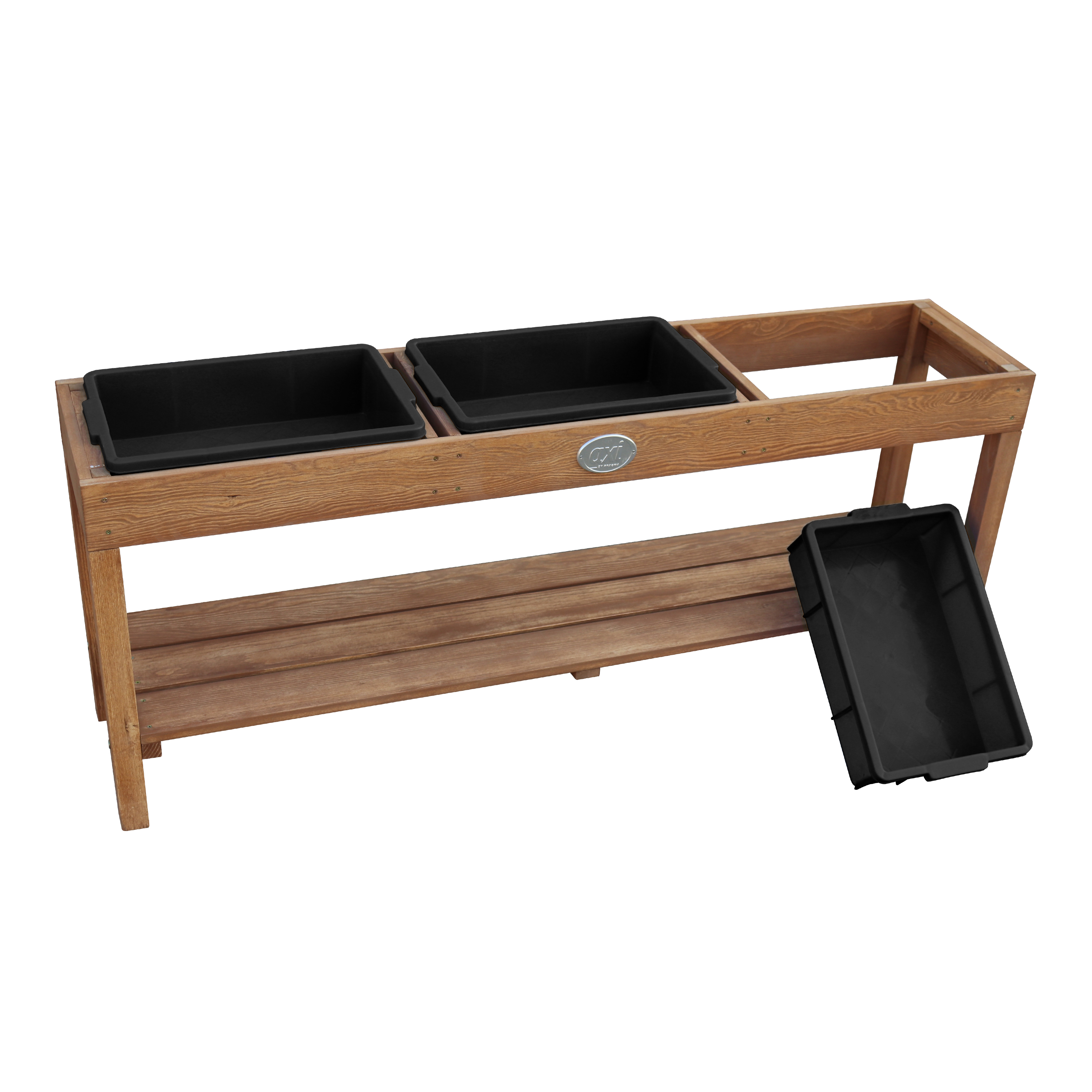 Activity Table with 3 black Bins Dark Brown