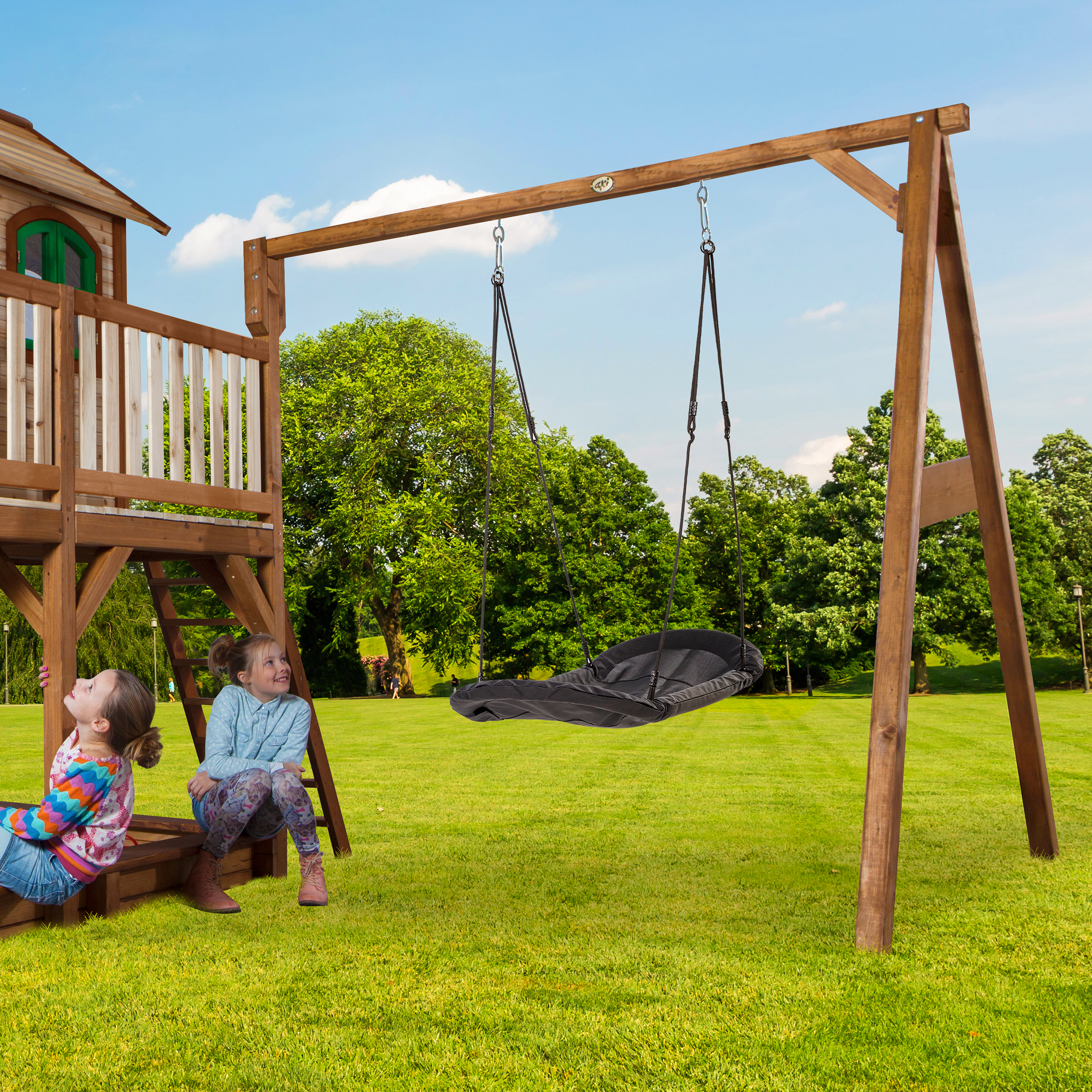 Liam Playhouse with Roxy Nest Swing Brown/Green - White Slid