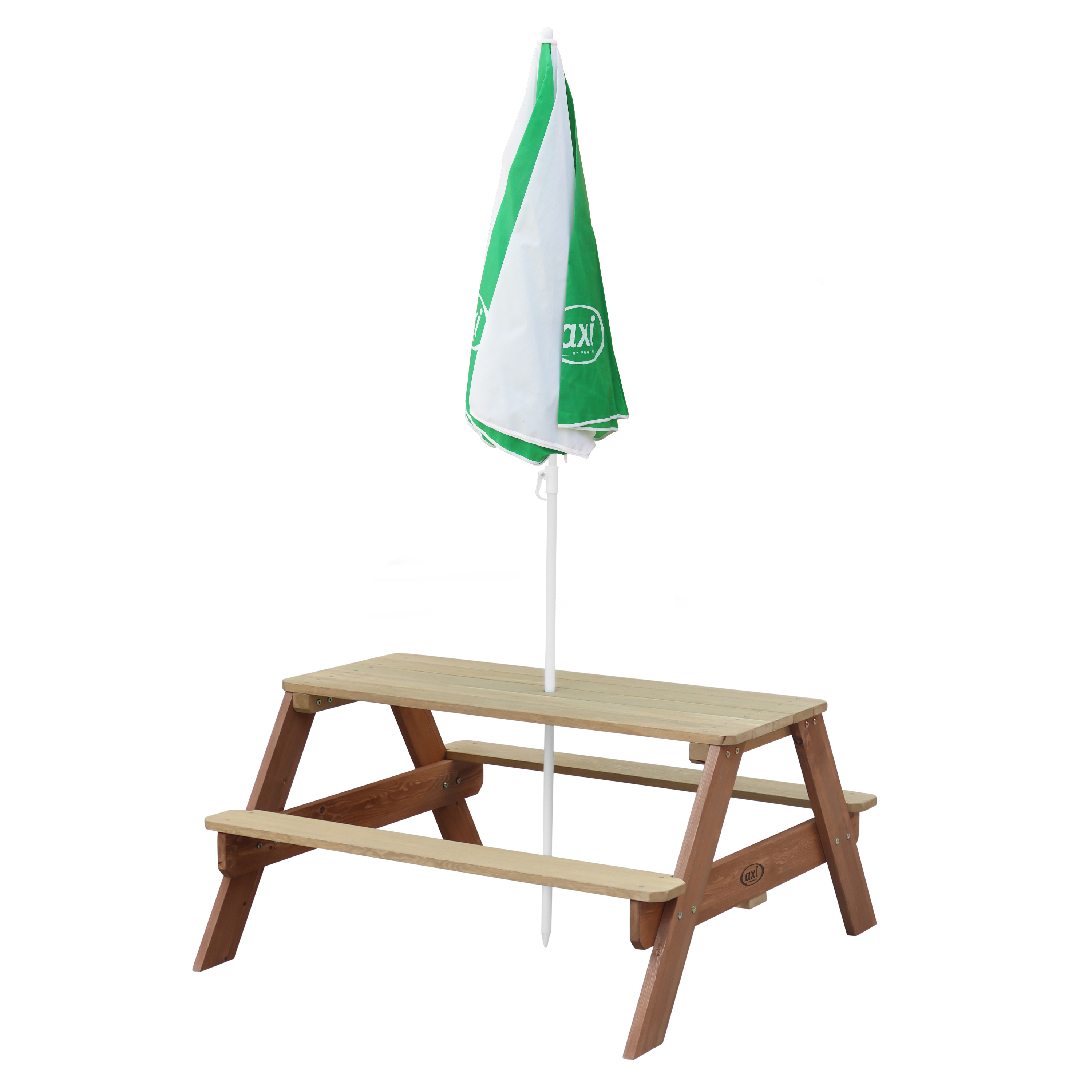 Nick Picnic Table Brown - Umbrella Green/White Nick Picnic Table Brown - Umbrella Green/White