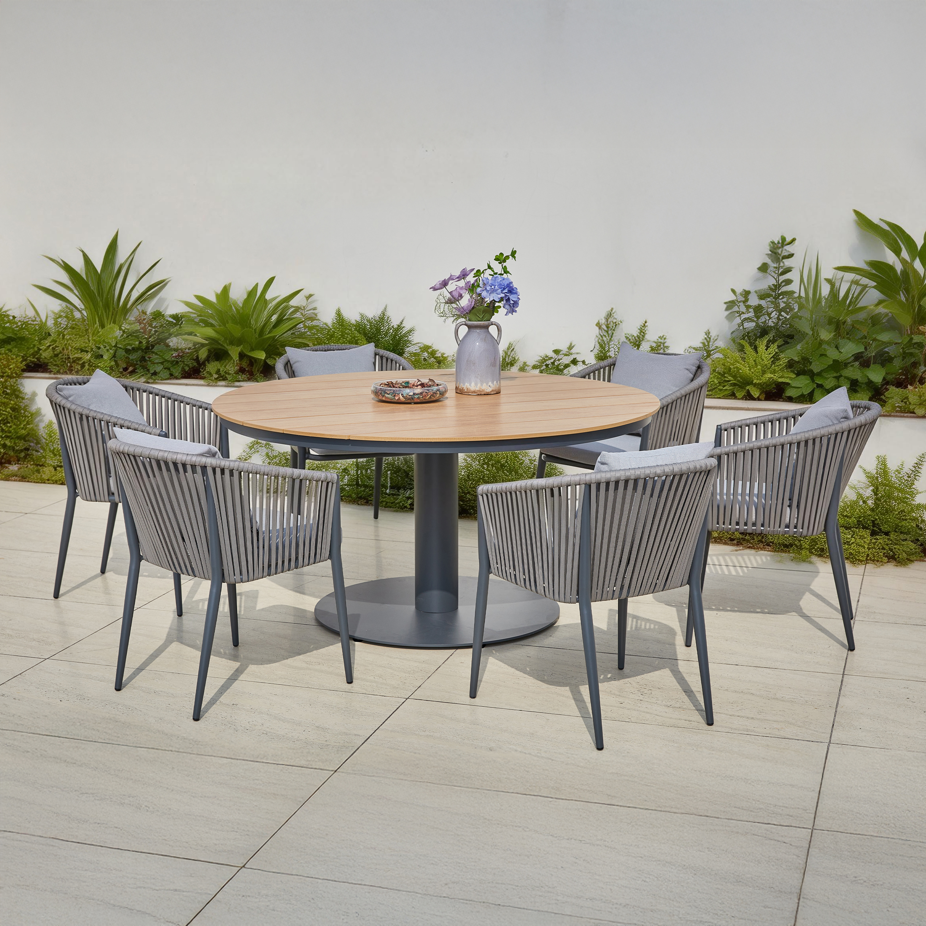 Jay/Faye Ensemble de jardin, 150 cm, 7 pièces -Anthracite