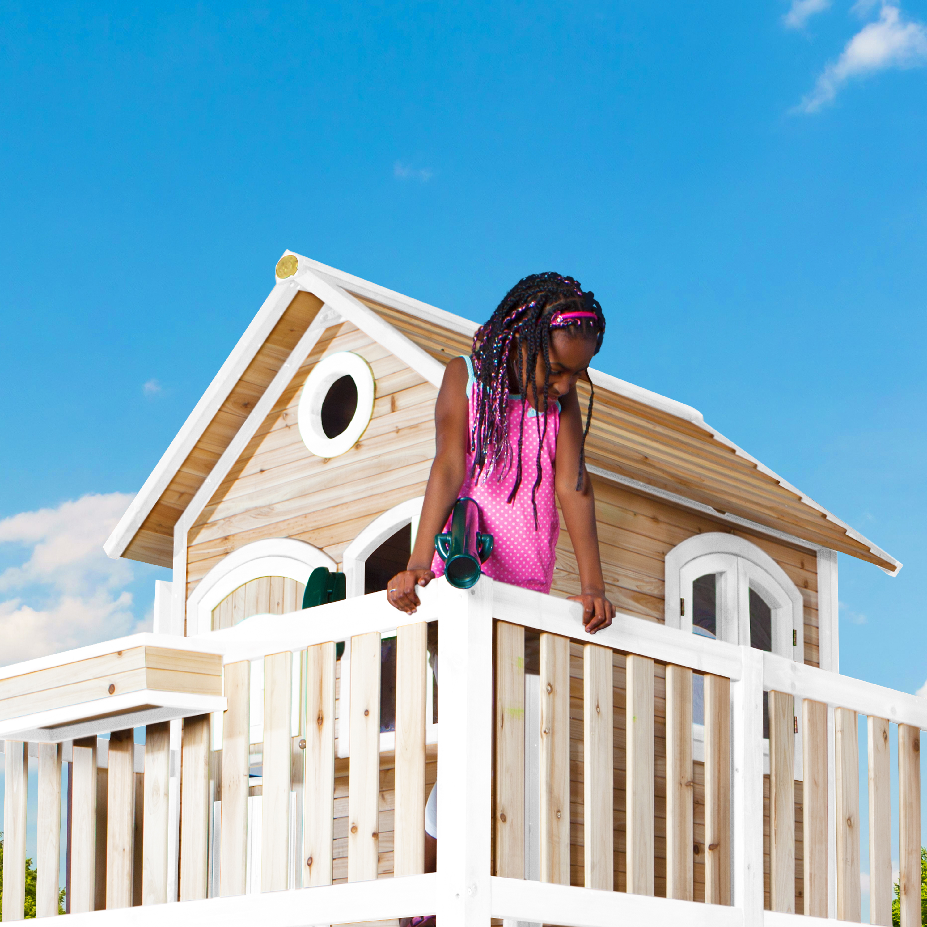 Liam Playhouse with Roxy Nest Swing Brown/White - Blue Slide