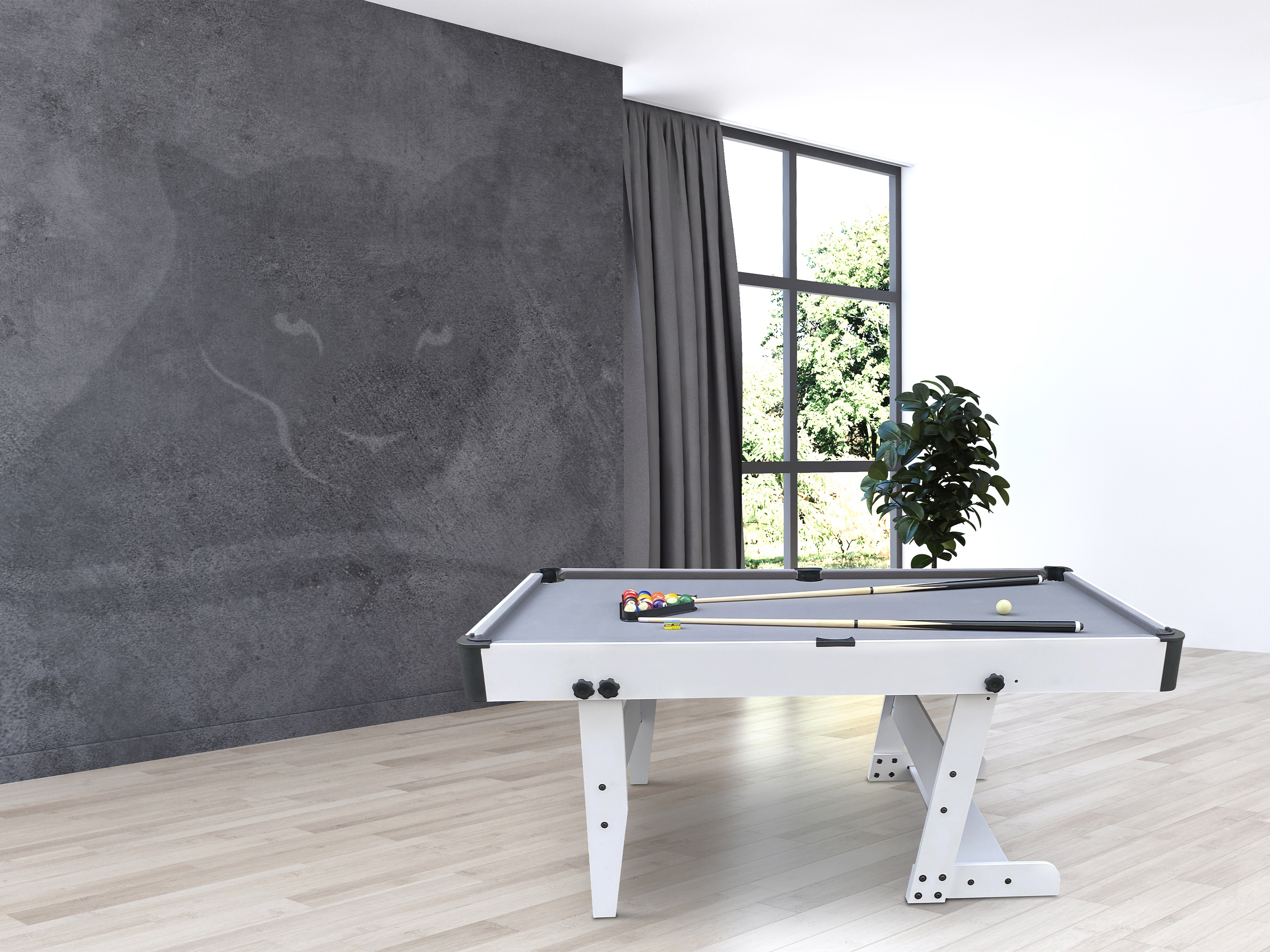 Hustle XL Folding Pool Table White/Grey