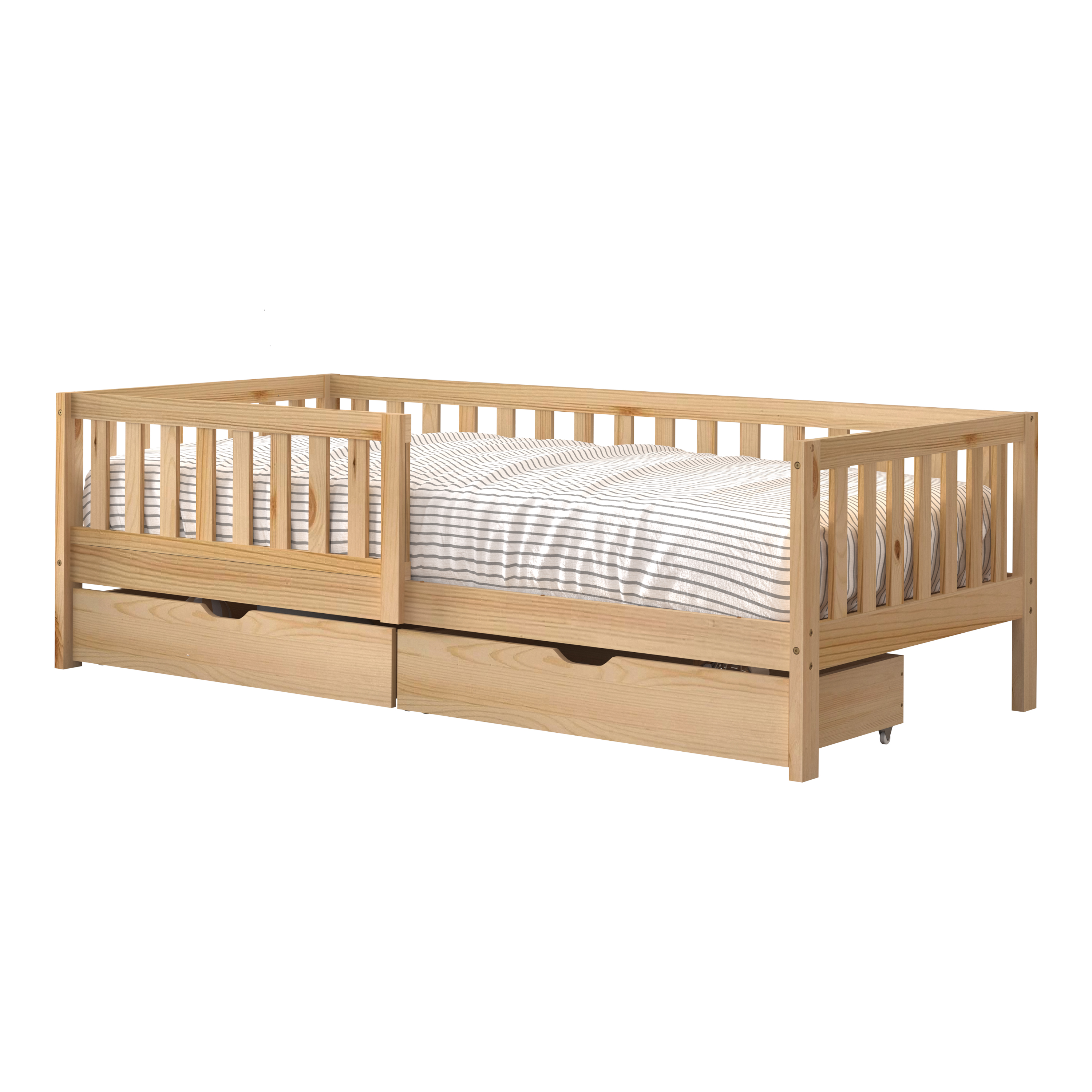 Isa Kids Bed with Storage Drawers Natural – With Mattress