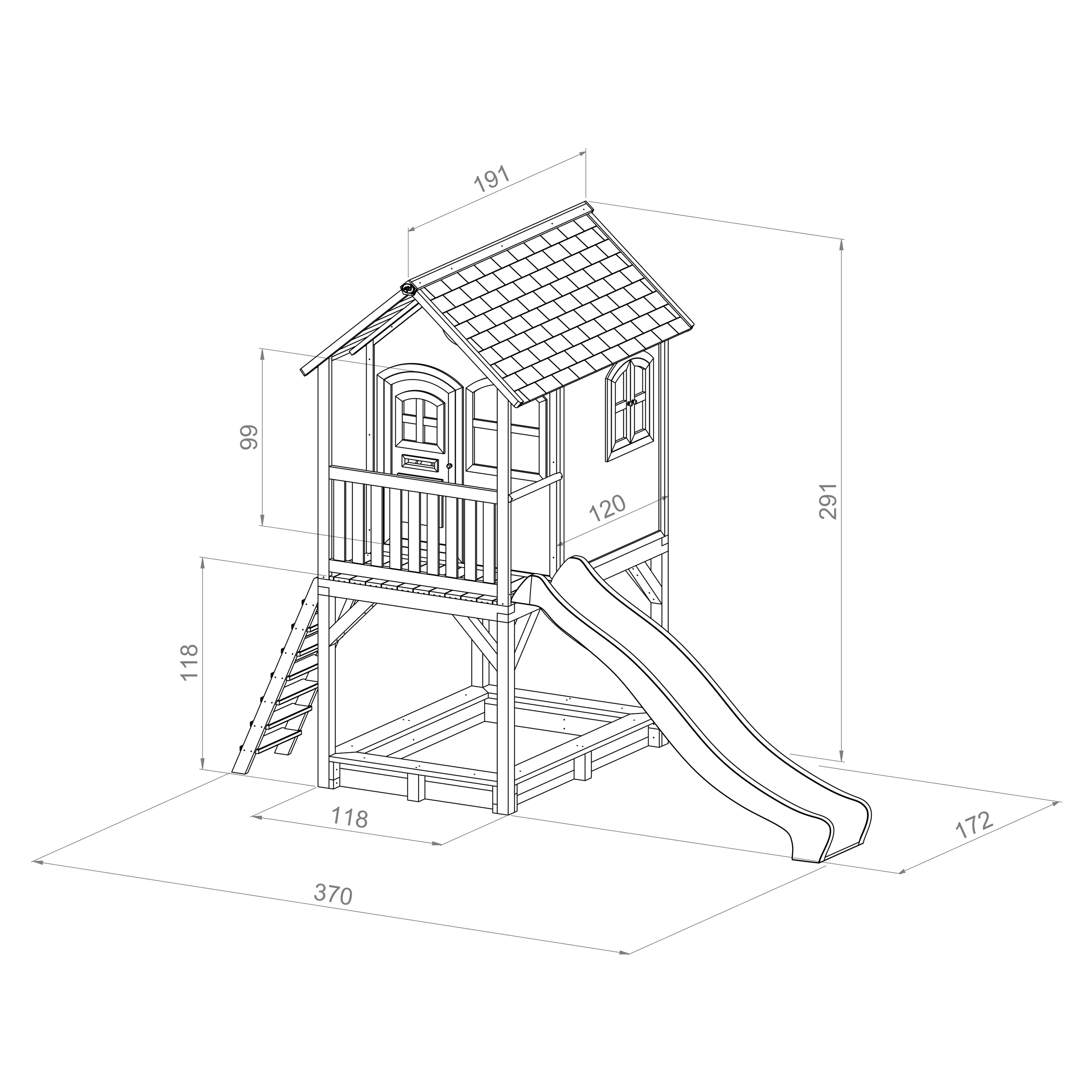 Laura Playhouse Brown/green - Blue Slide