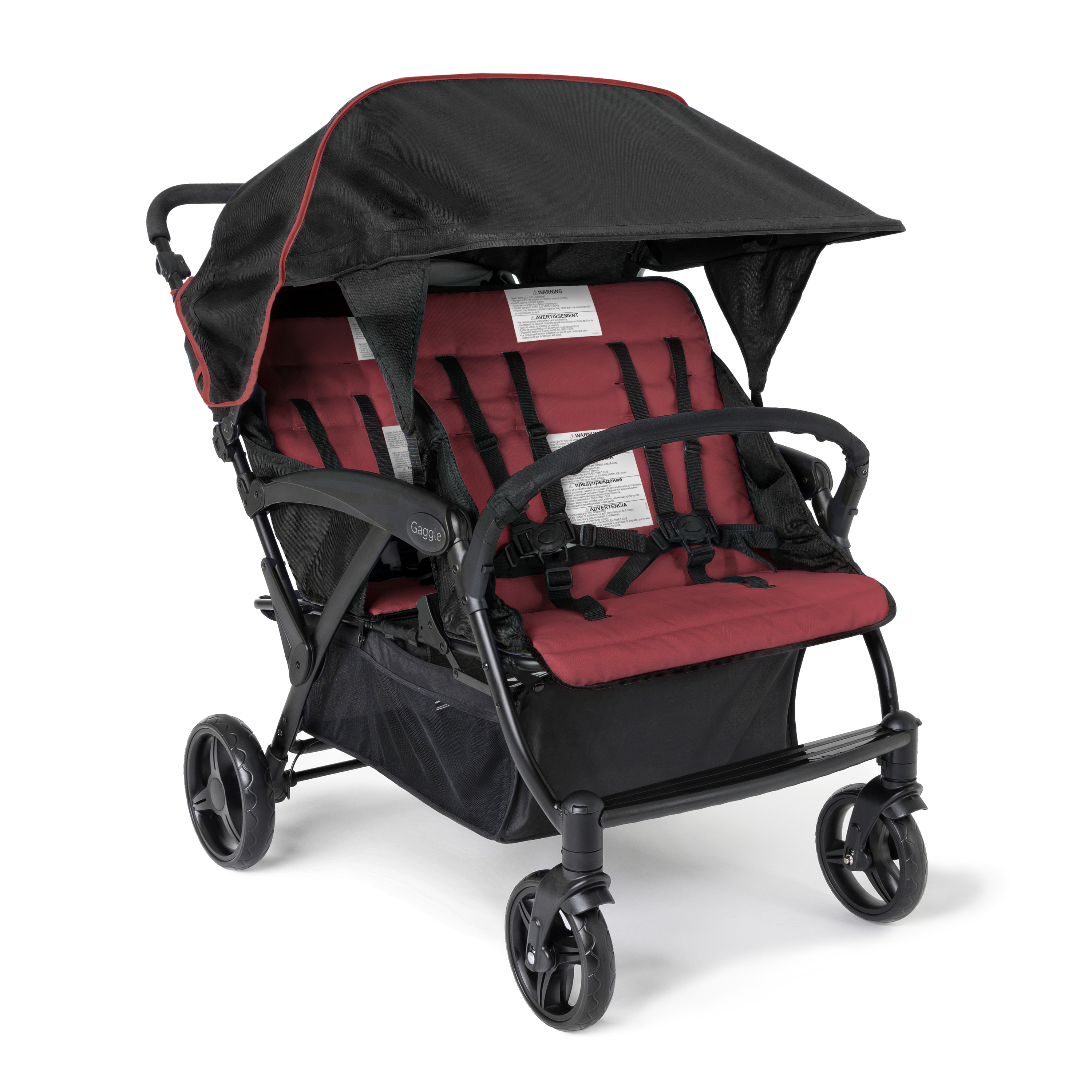 Odyssey 4x4 quad kinderwagen / buggy voor 4 kinderen in rood