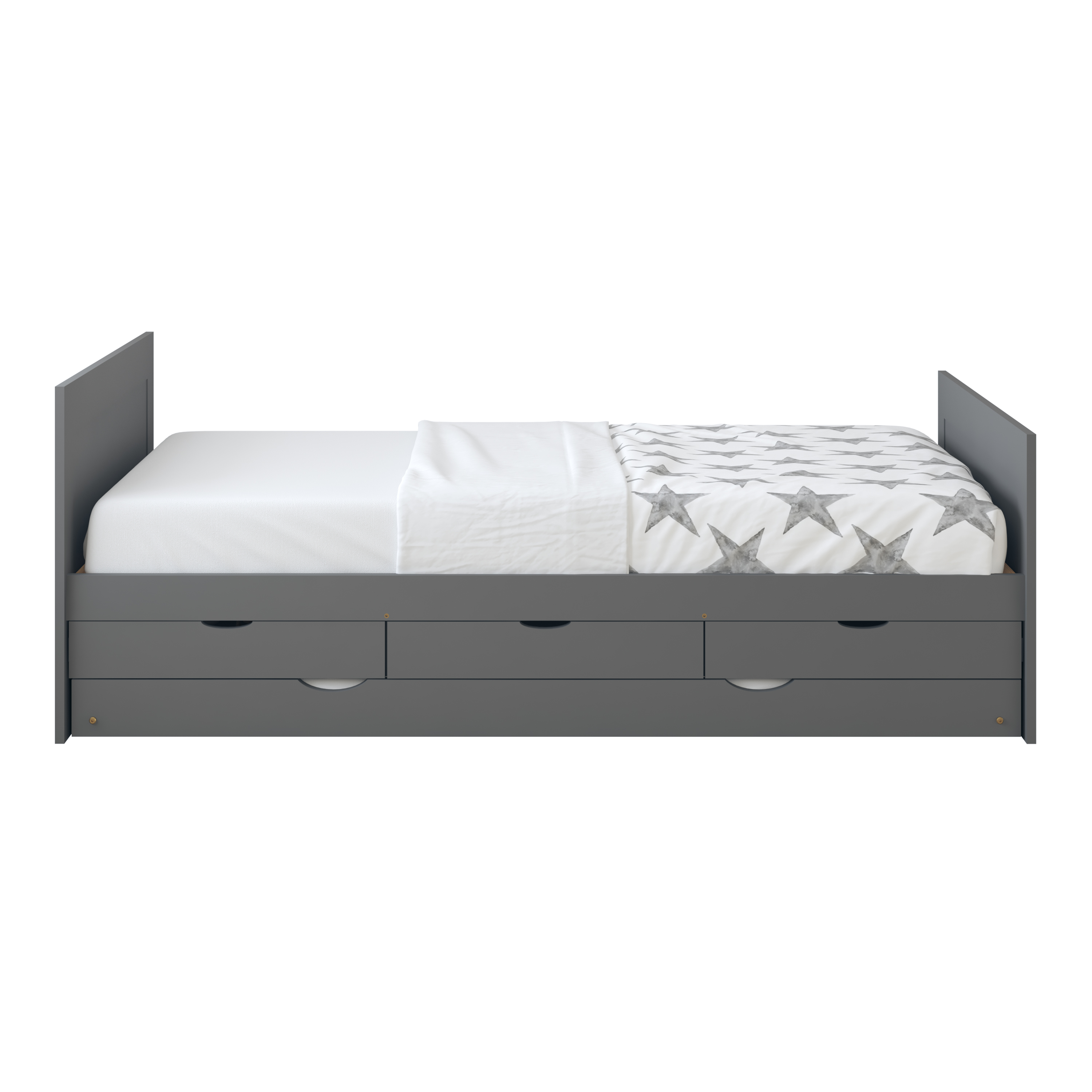 Eli Kids Bed with Trundle Grey– Without Mattress