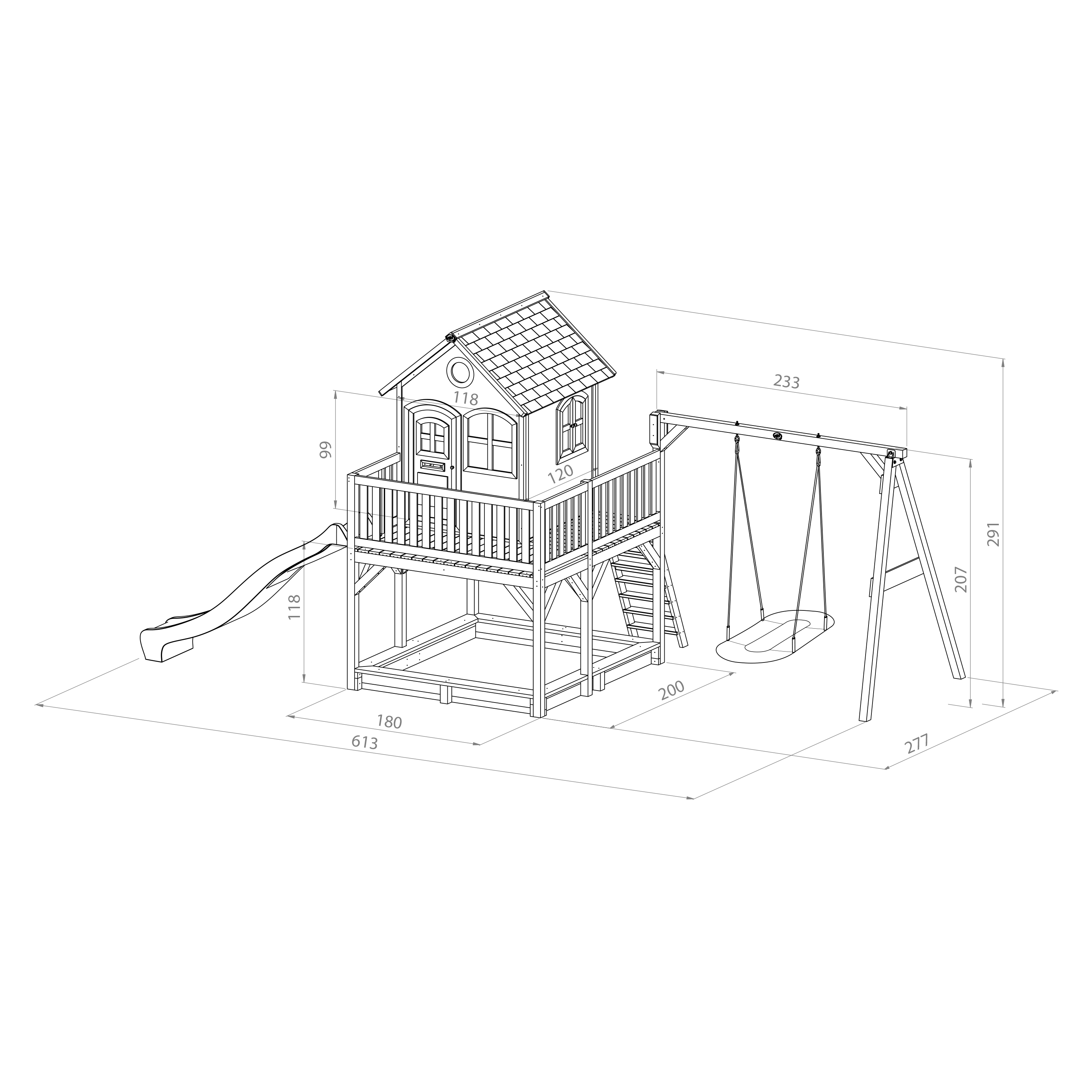 Liam Playhouse with Roxy Nest Swing Brown/Green - White Slid