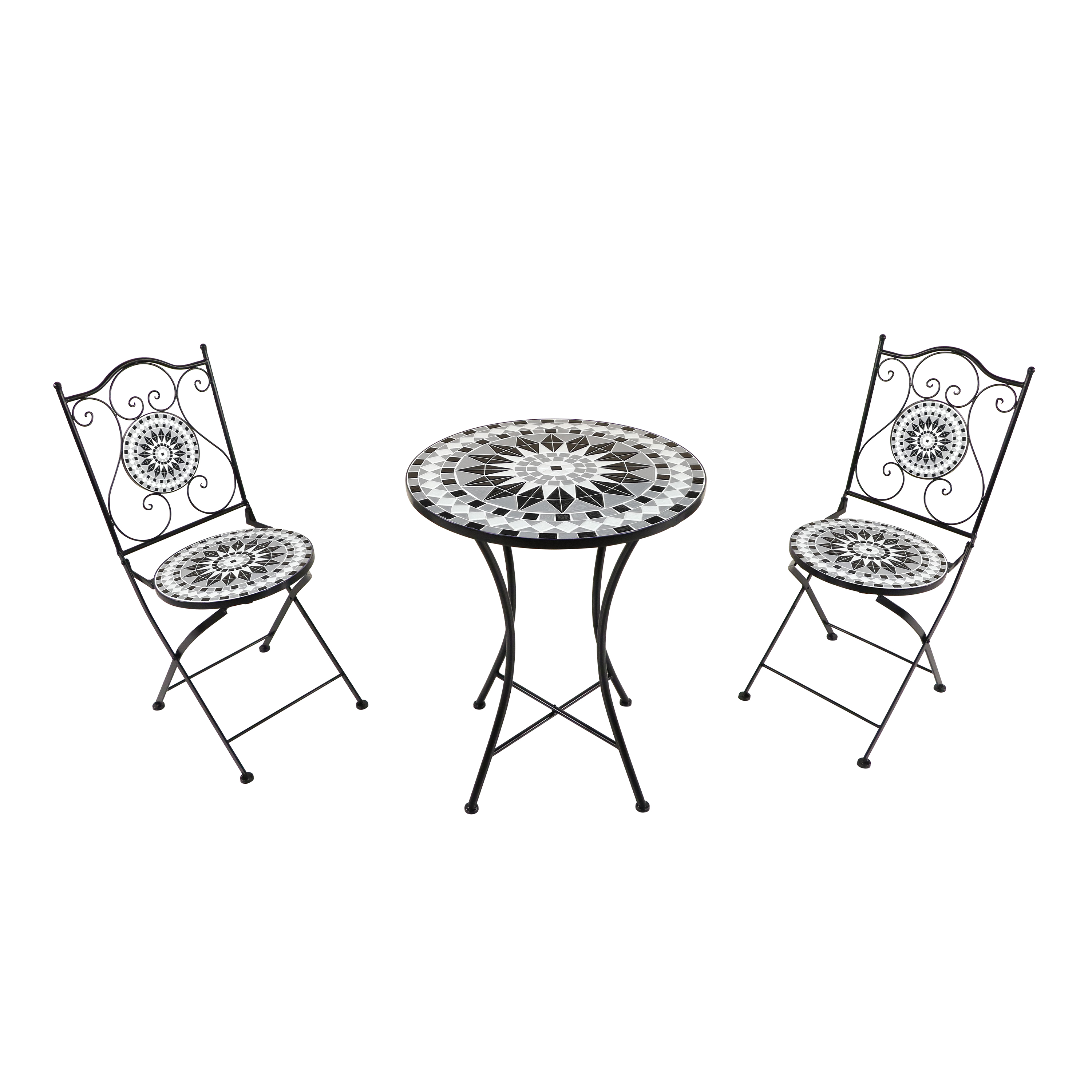 Amélie Mosaic Bistro Set Black/White