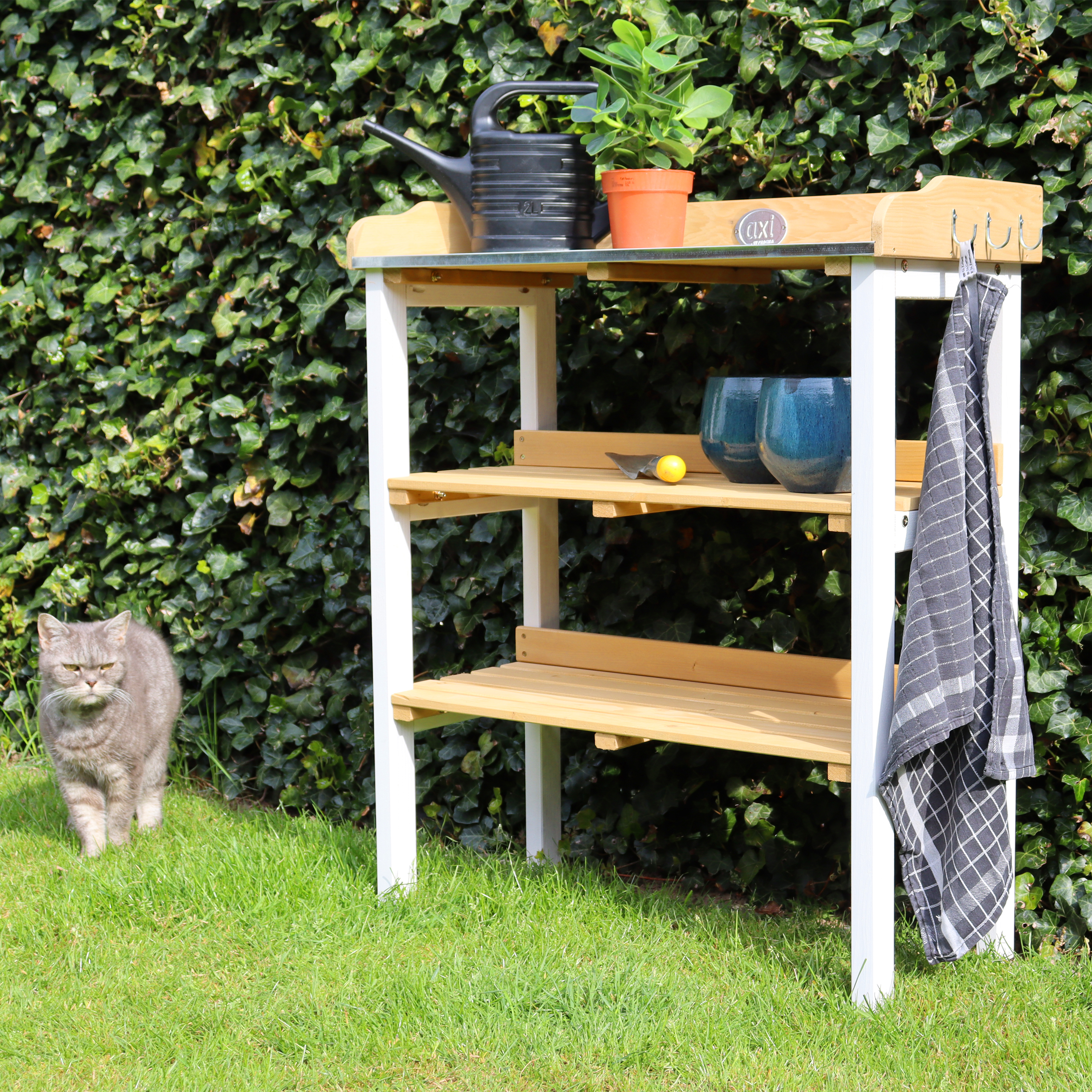 Oppottafel met opbergplanken Bruin/wit Oppottafel met opbergplanken Bruin/wit