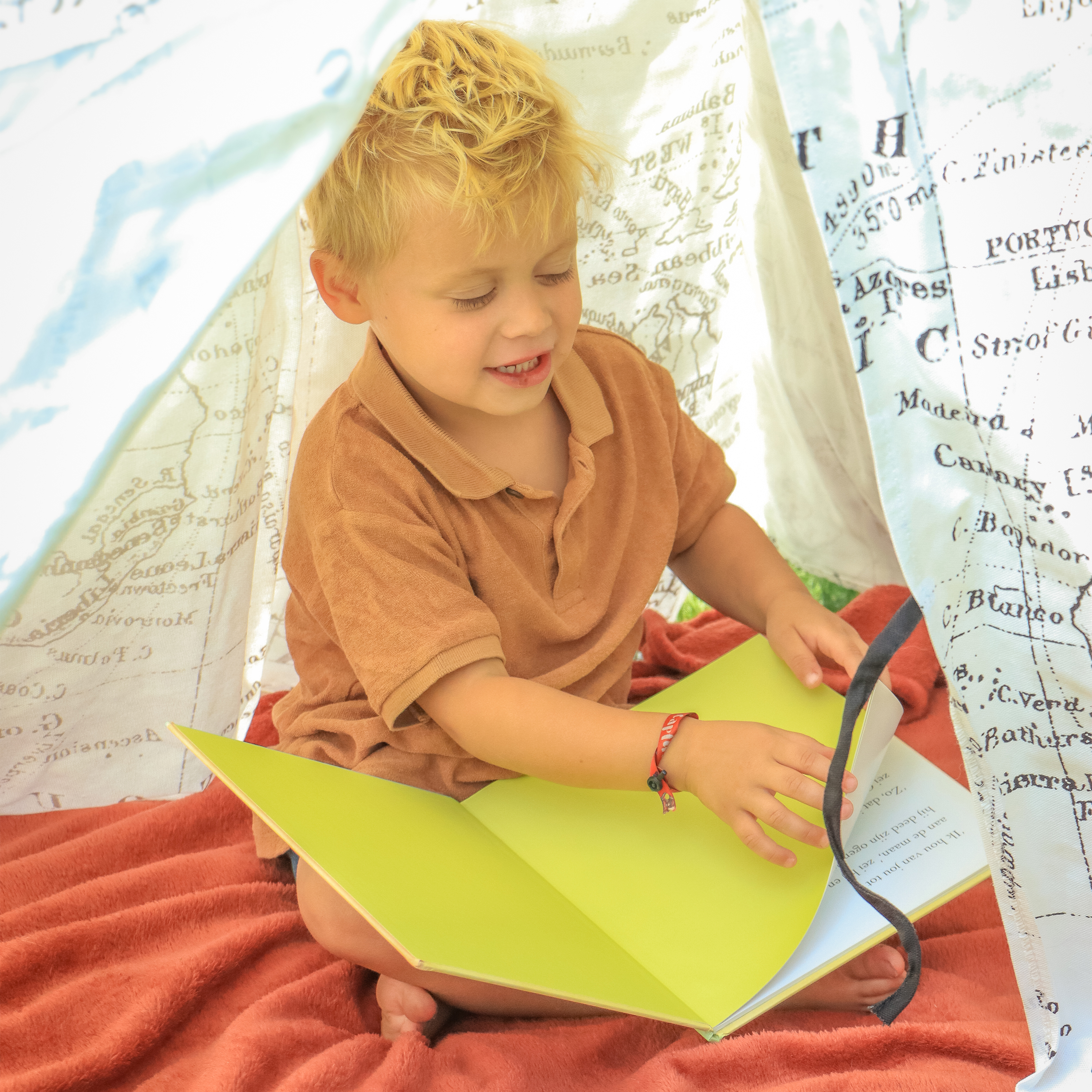 Wereldkaart Tipi Tent Zwart/wit