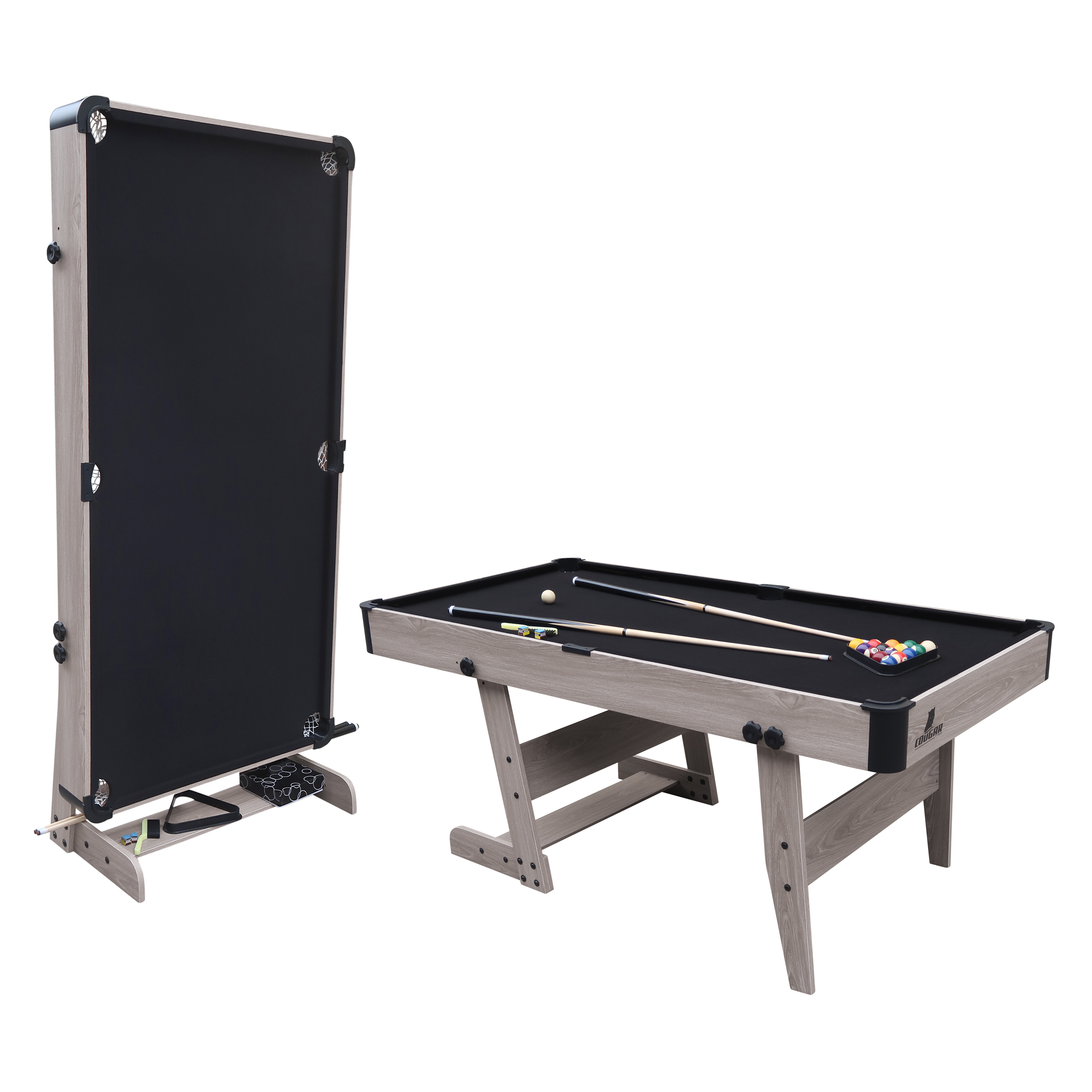 Hustle XL foldable Pool Table Oak/Black