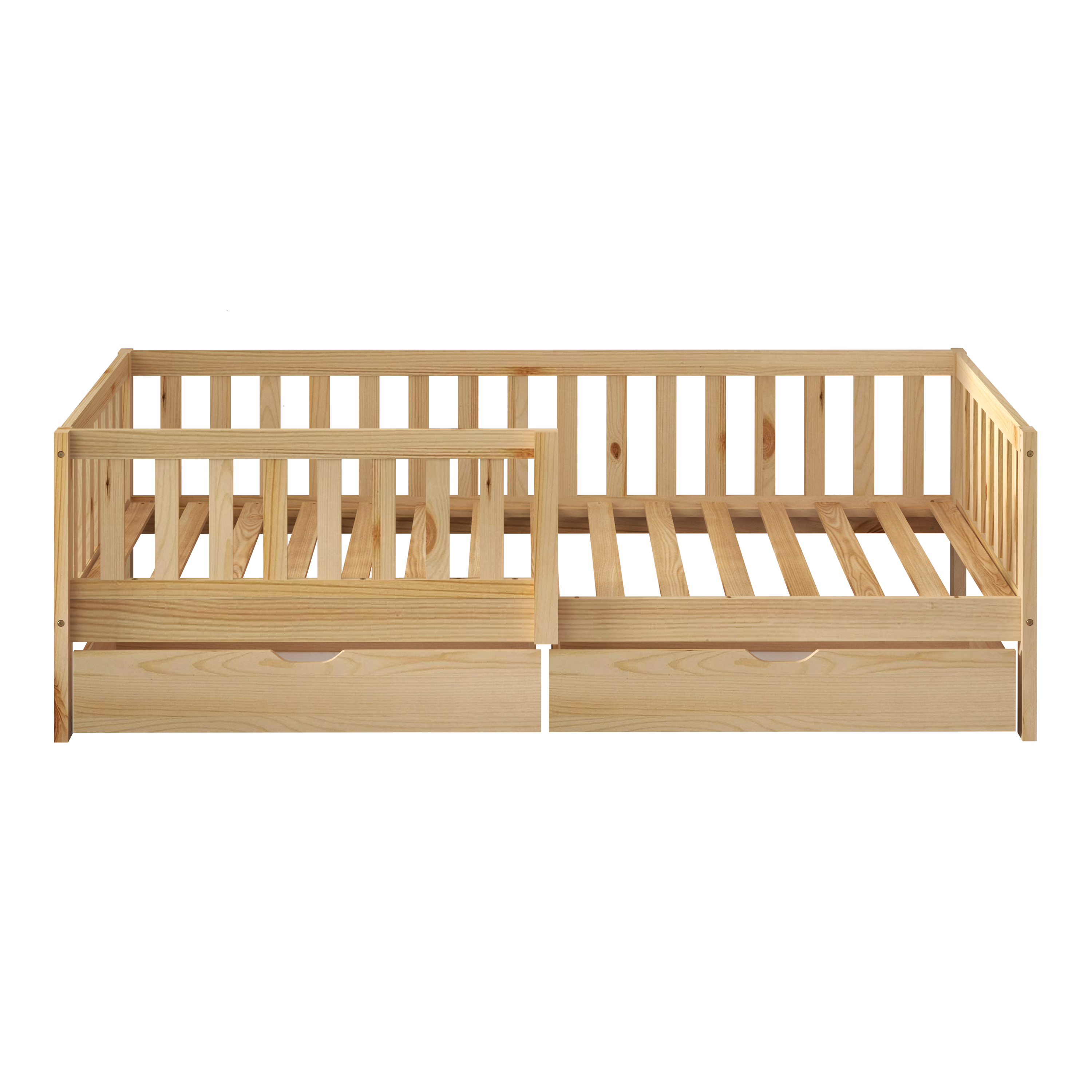 Isa Kids Bed with Storage Drawers Natural – With Mattress