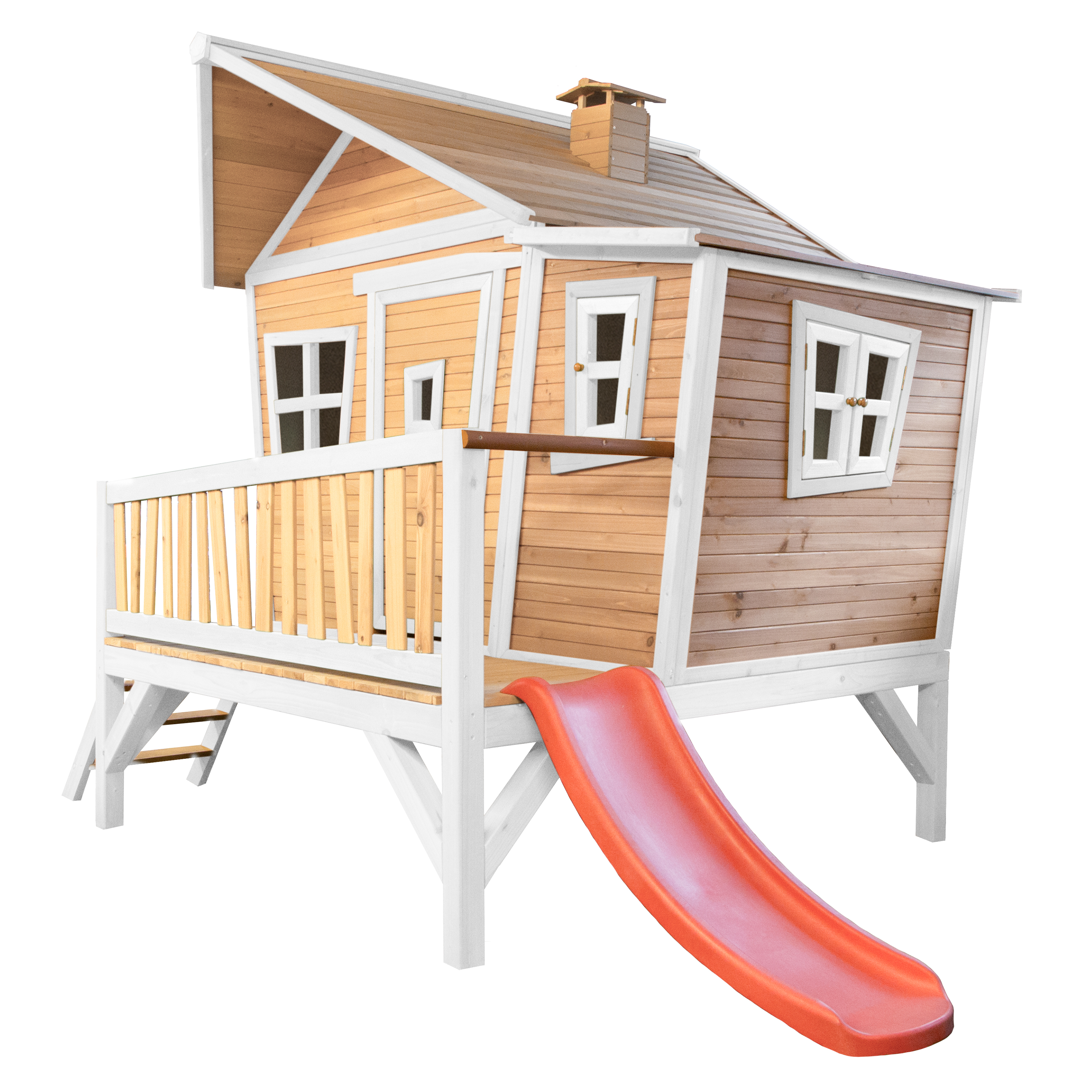 Emma Playhouse Brown/White - Red Slide