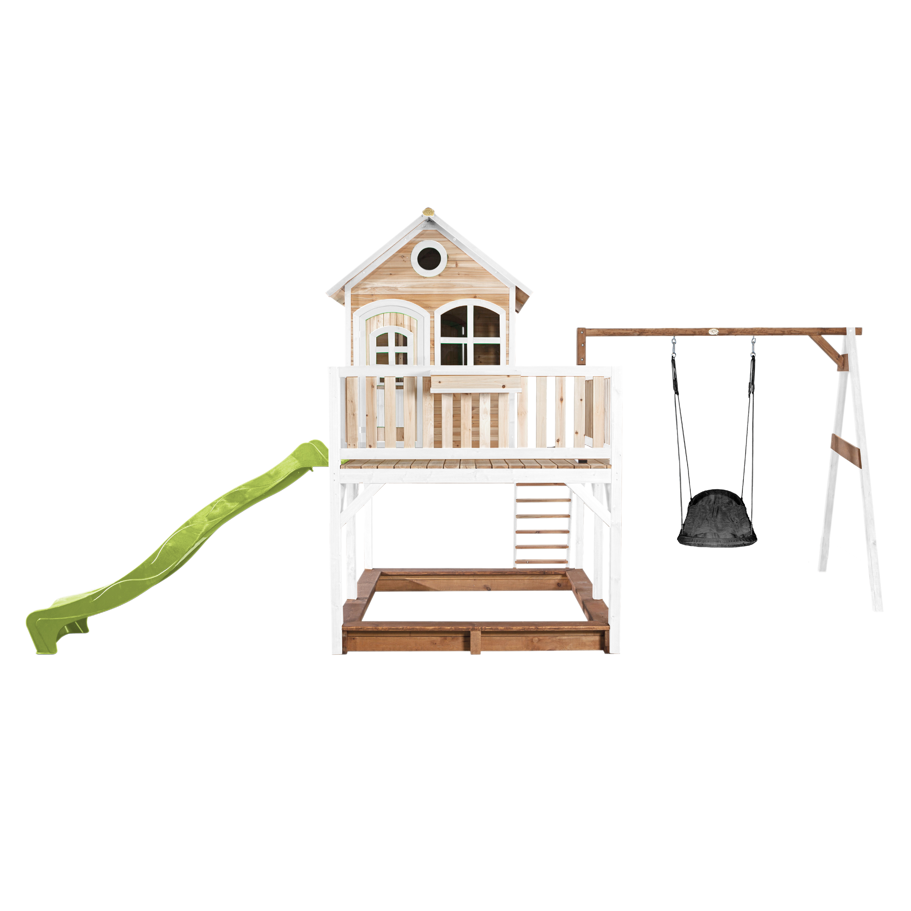 Liam Playhouse with Roxy Nest Swing Brown/White - Lime Green