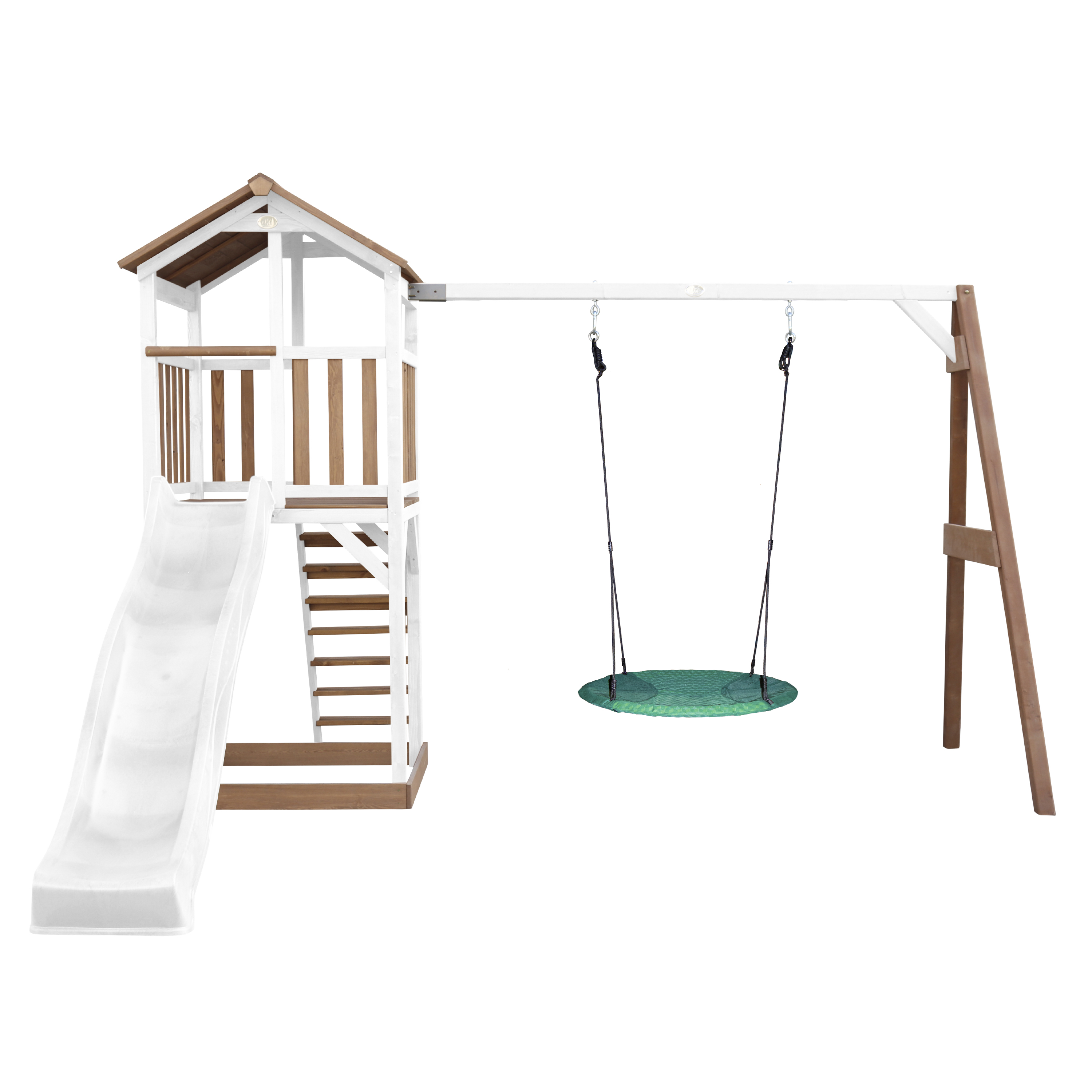 Beach Tower Aire de Jeux avec Toboggan en blanc,  Balançoire