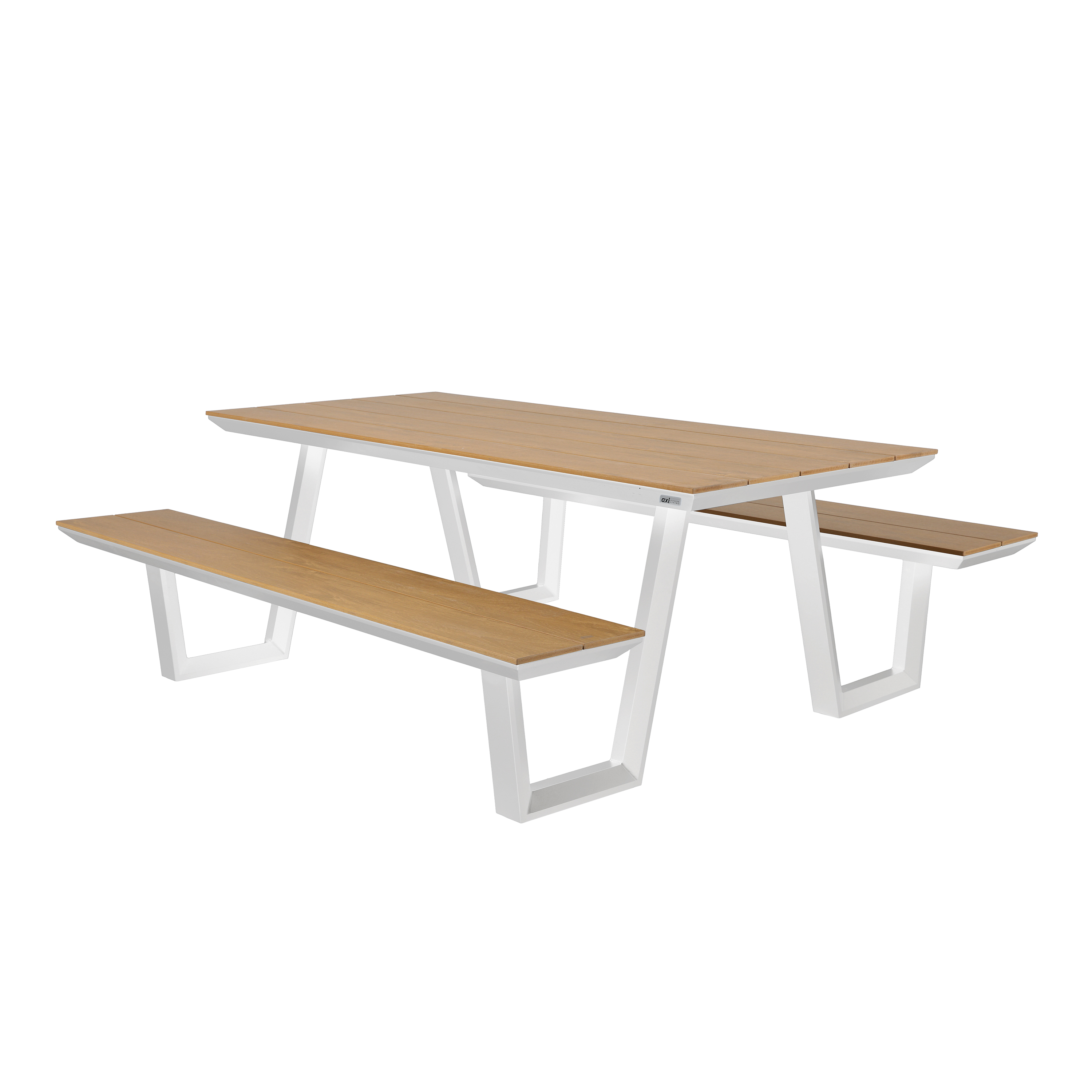 Nori Table de pique-nique avec 2 bancs Blanc/Aspect Teak