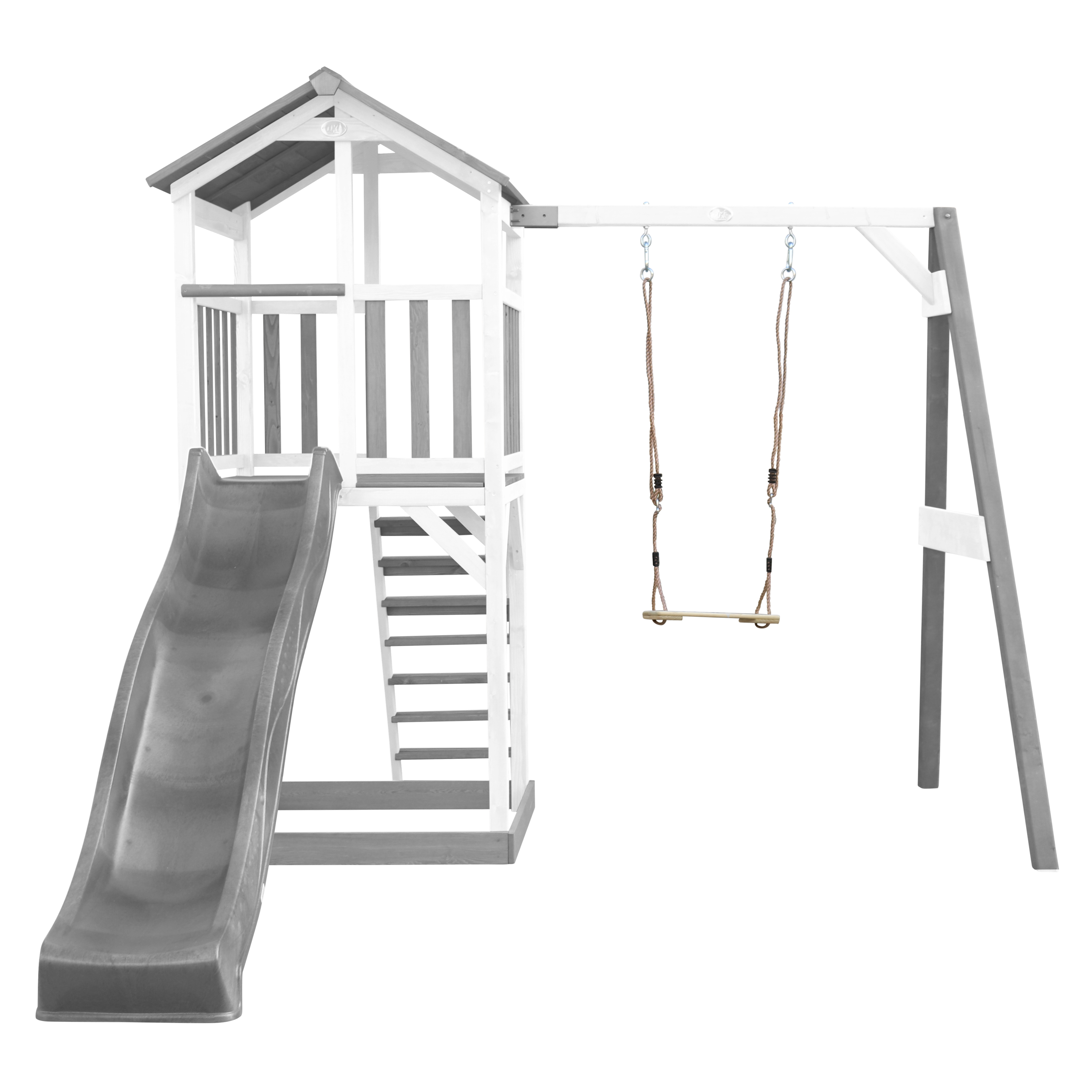 Beach Tower Speeltoren met Enkele Schommel Grijs/wit - Grijz