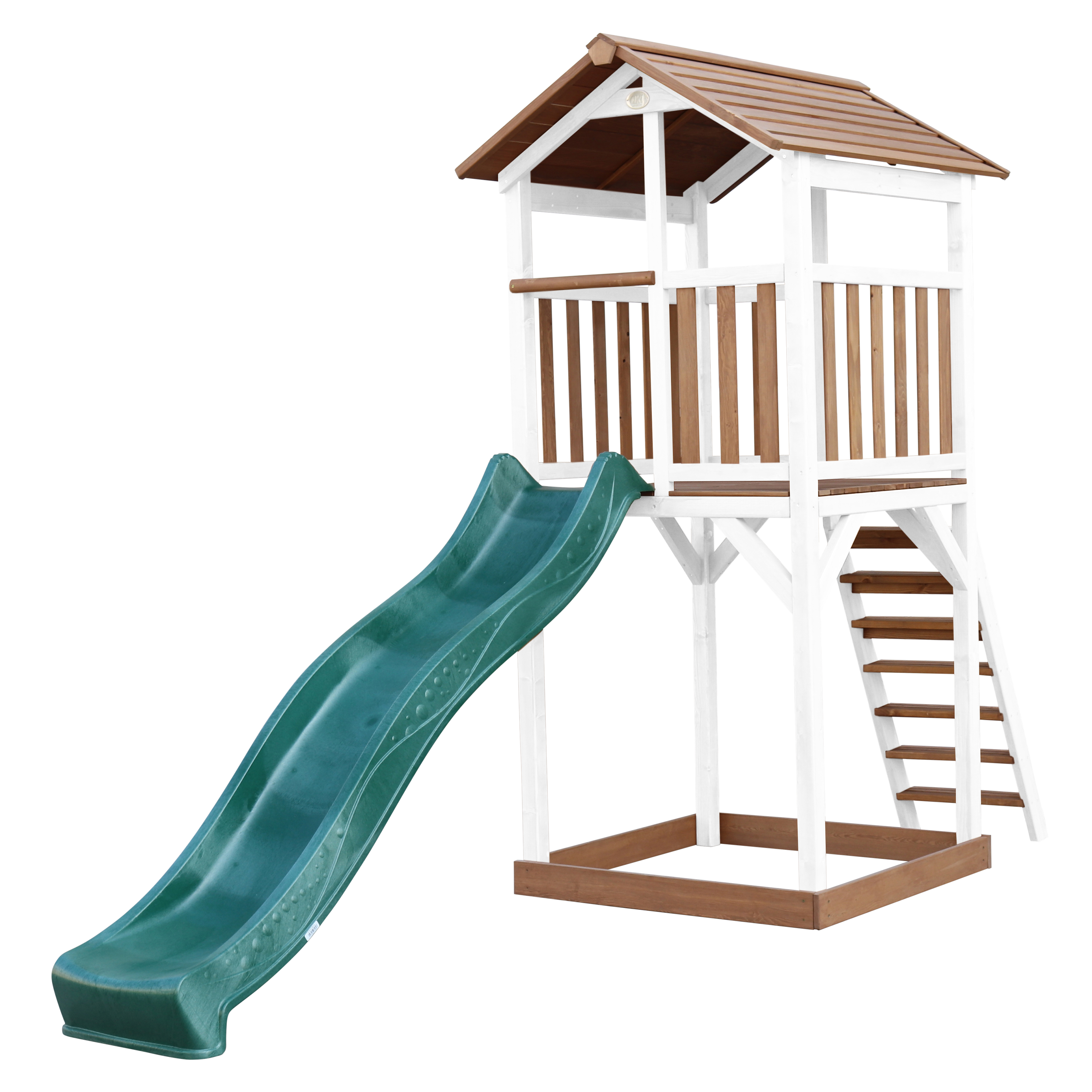 Beach Tower Speeltoren Bruin/wit - Groene Glijbaan