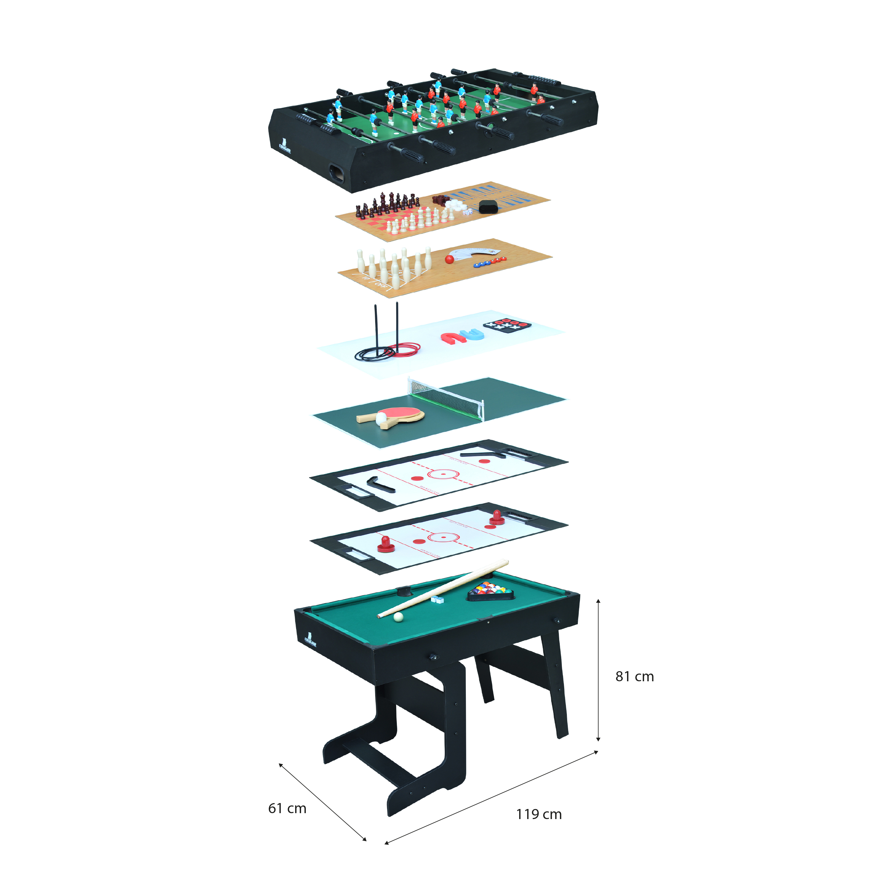 All-in-One 16-in-1 Multi speeltafel Zwart