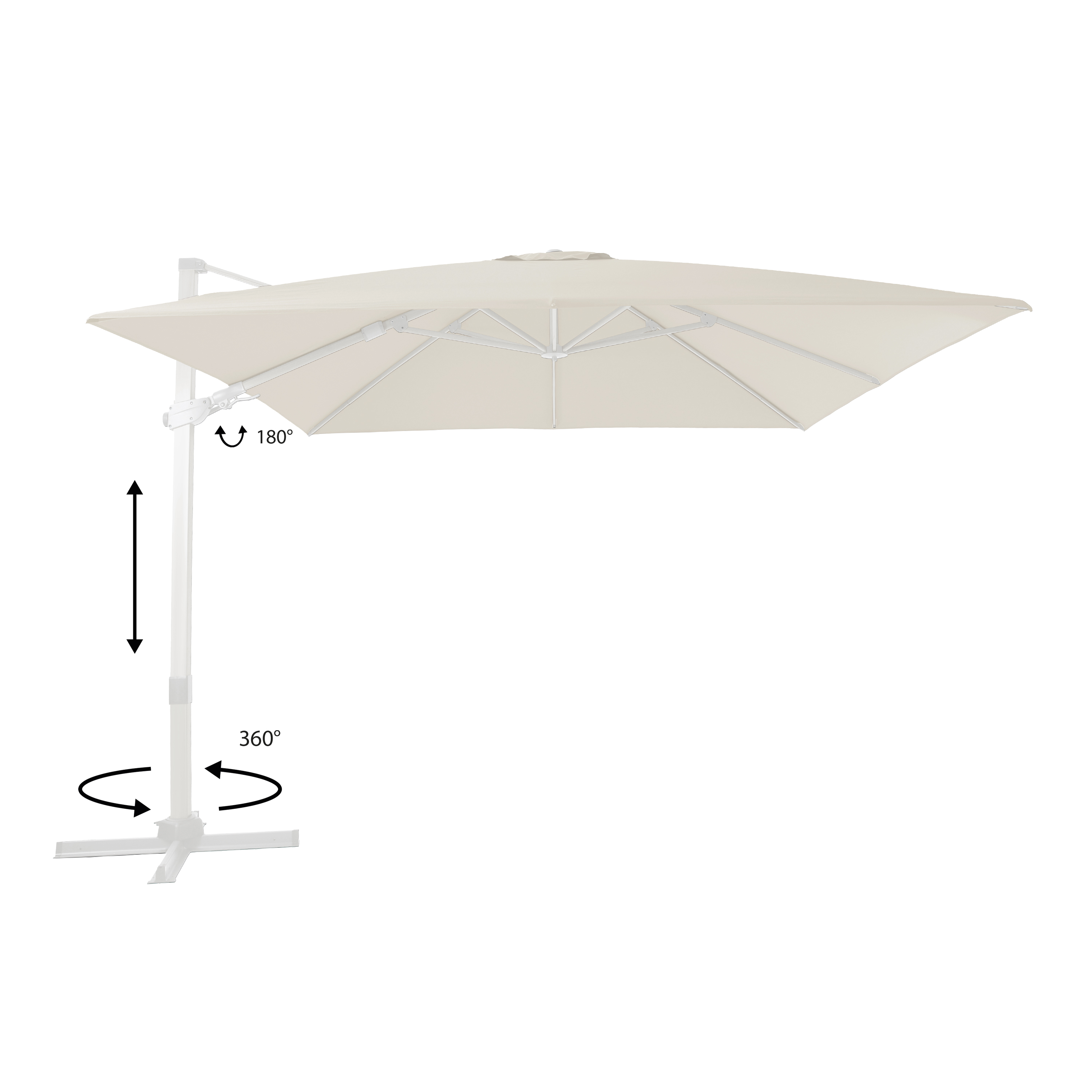 Apollo Premium Zweefparasol 300x300 Wit/Beige