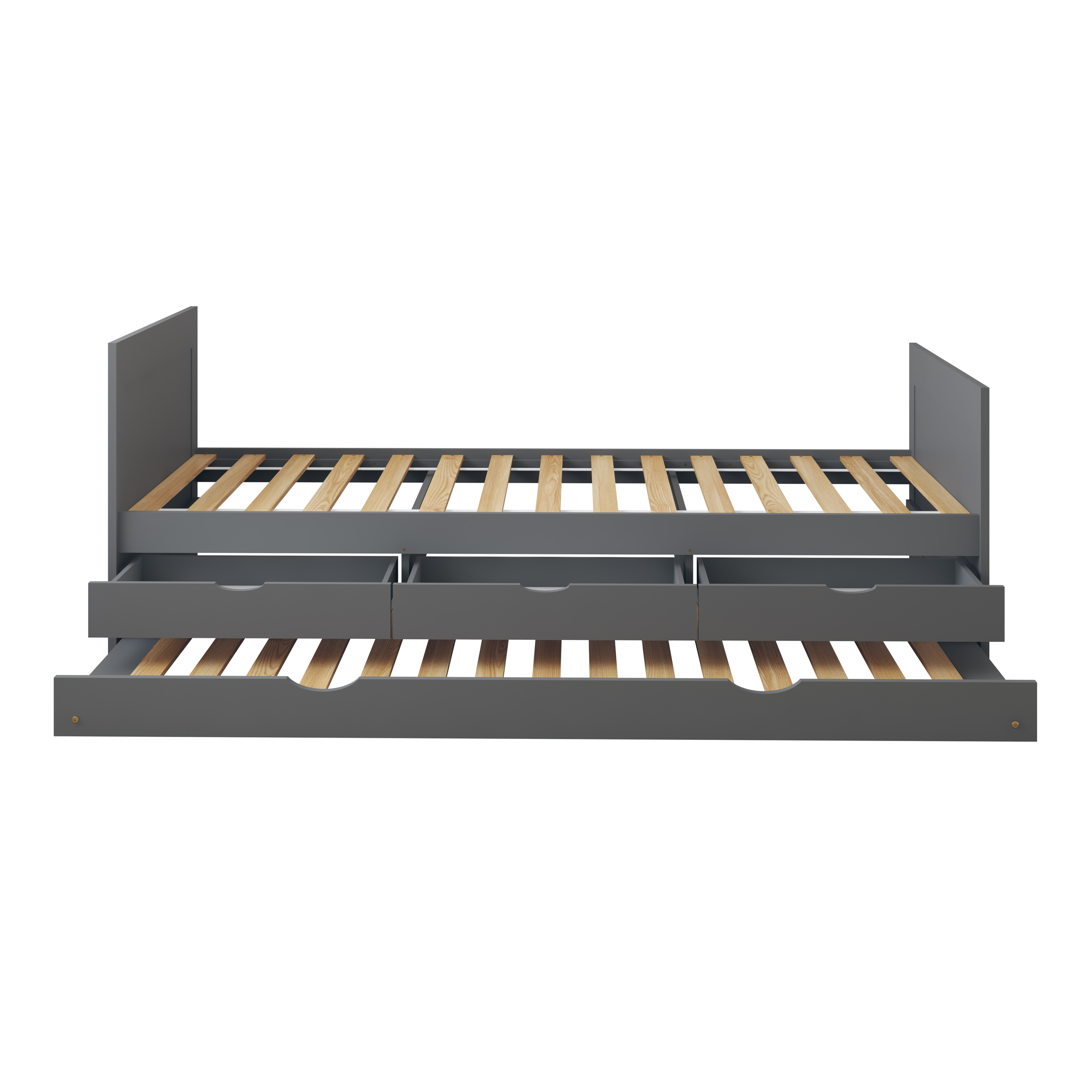 Eli Kids Bed with Trundle Grey – With Mattress