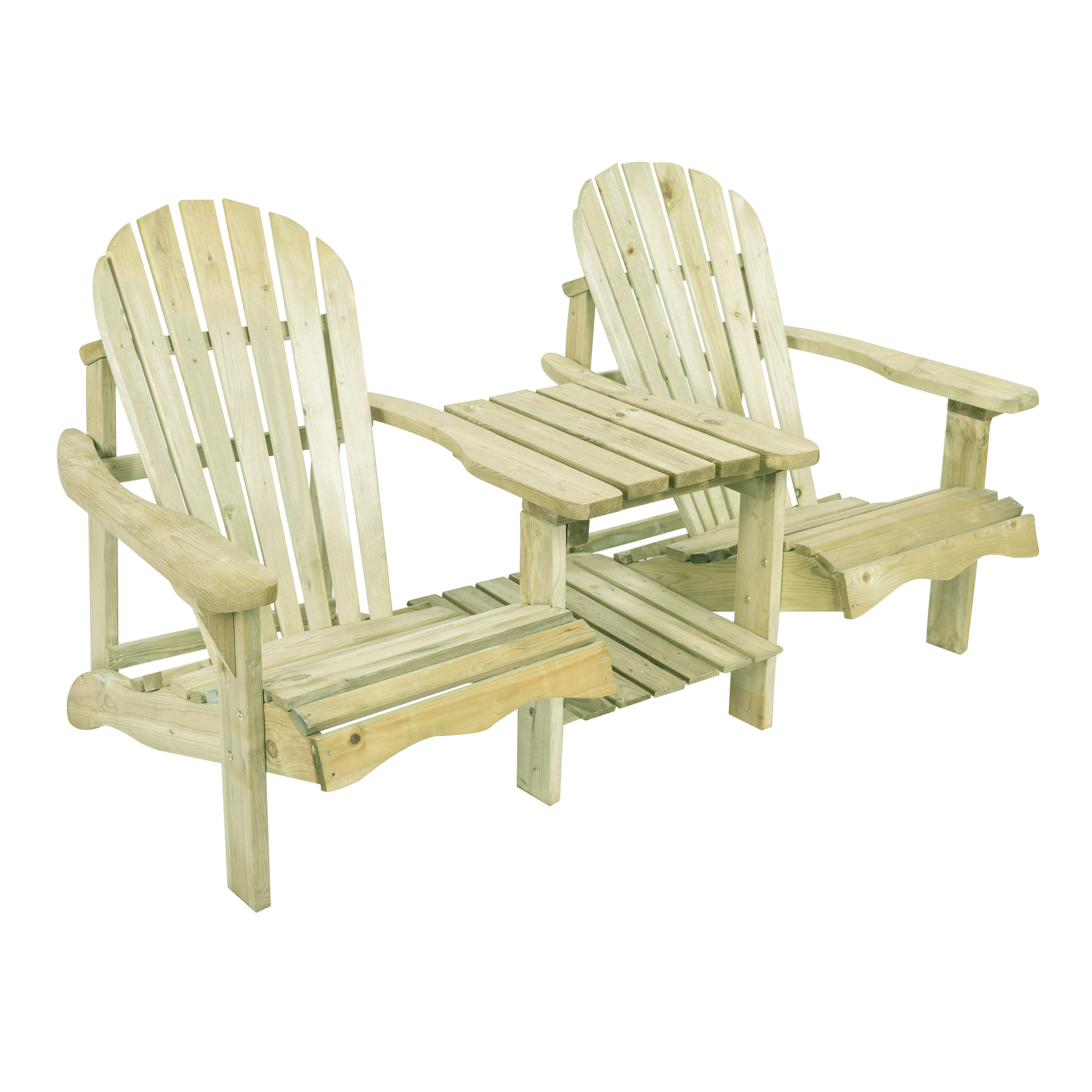Valerie Chaise de Jardin Double en Bois avec Table 175 cm -