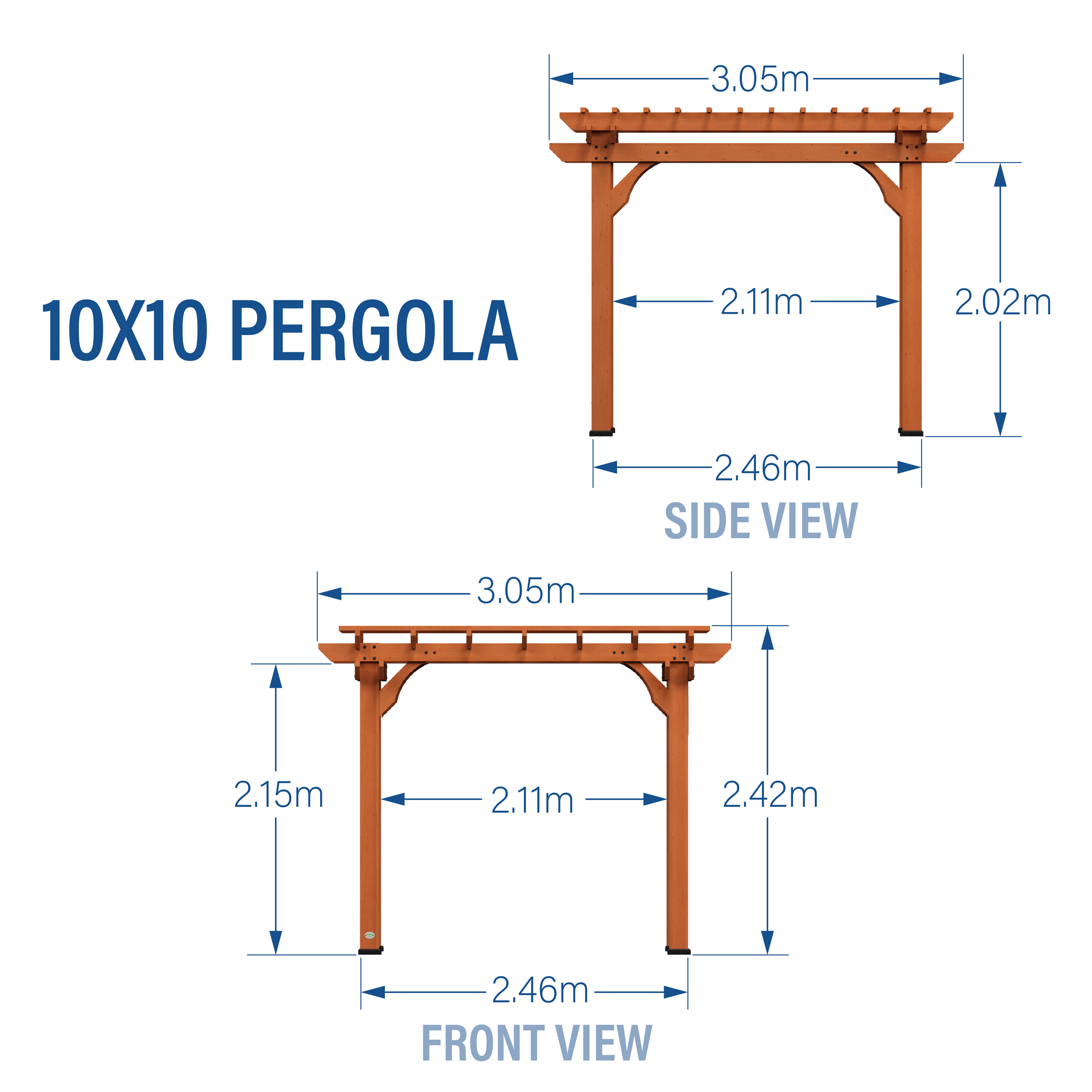 Pergola 305x305cm Wood