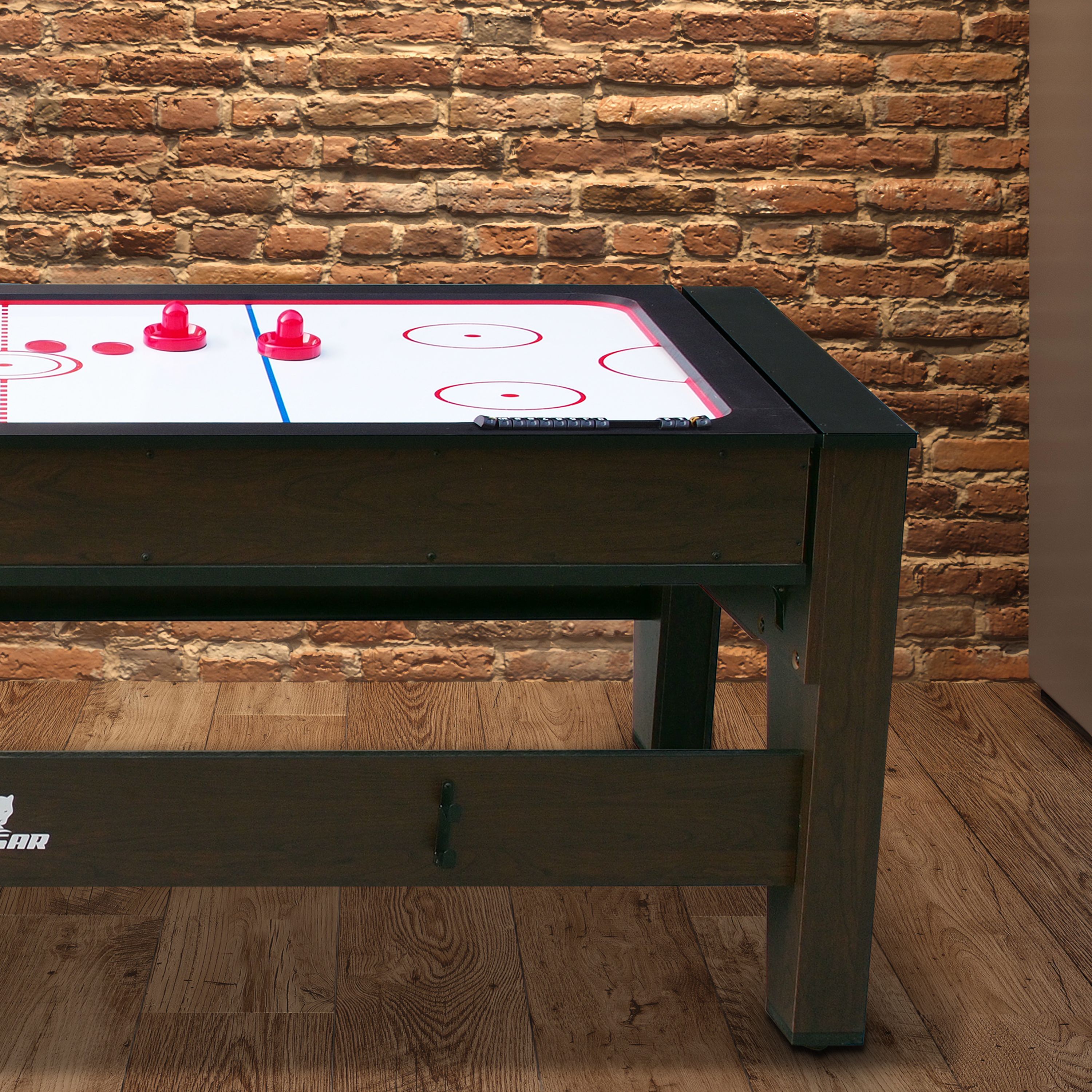 Table de Billard & Air Hockey Reverso 6ft marron / rouge pou
