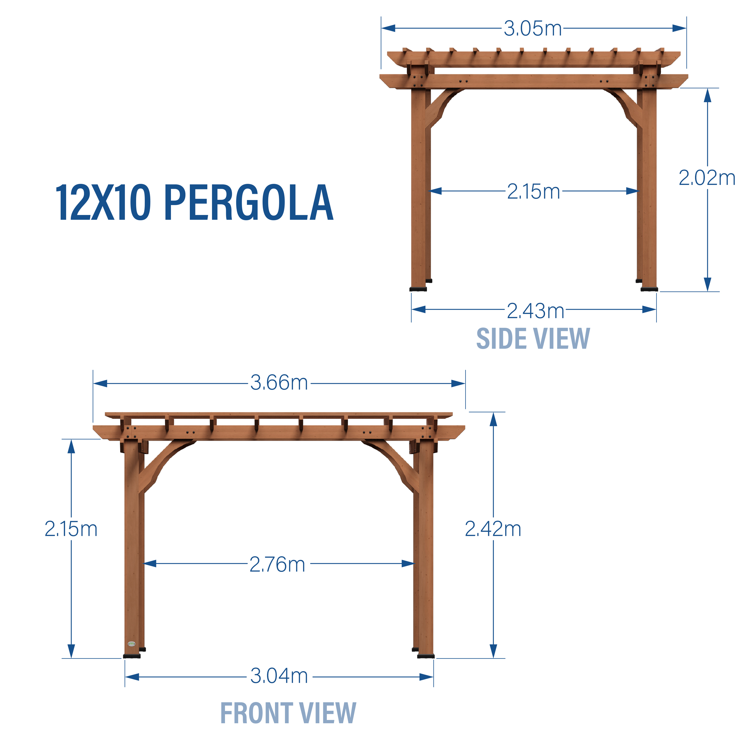Wooden Pergola 305 x 366 cm