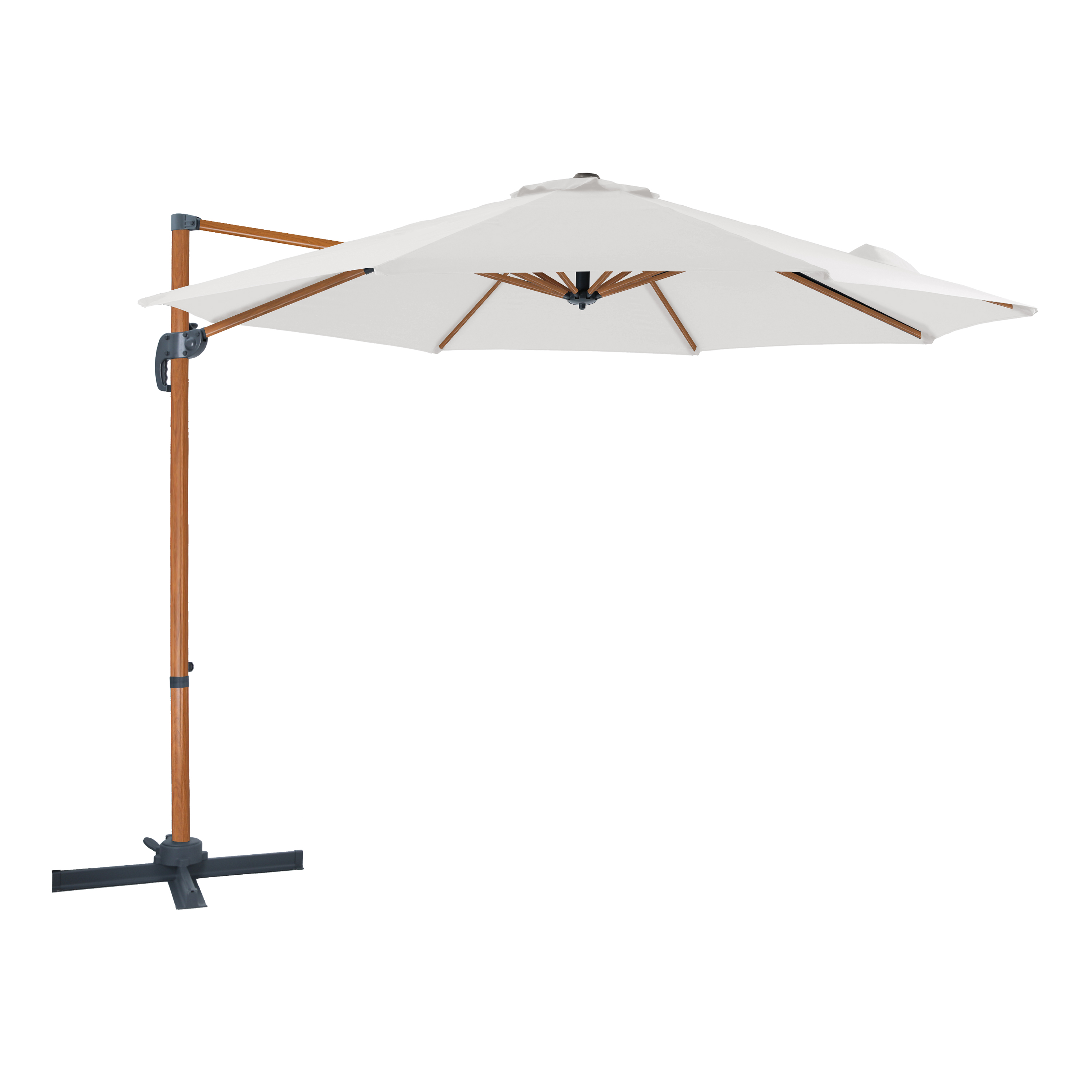 Marisol Parasol déporté Ø 300cm Aspect bois/beige