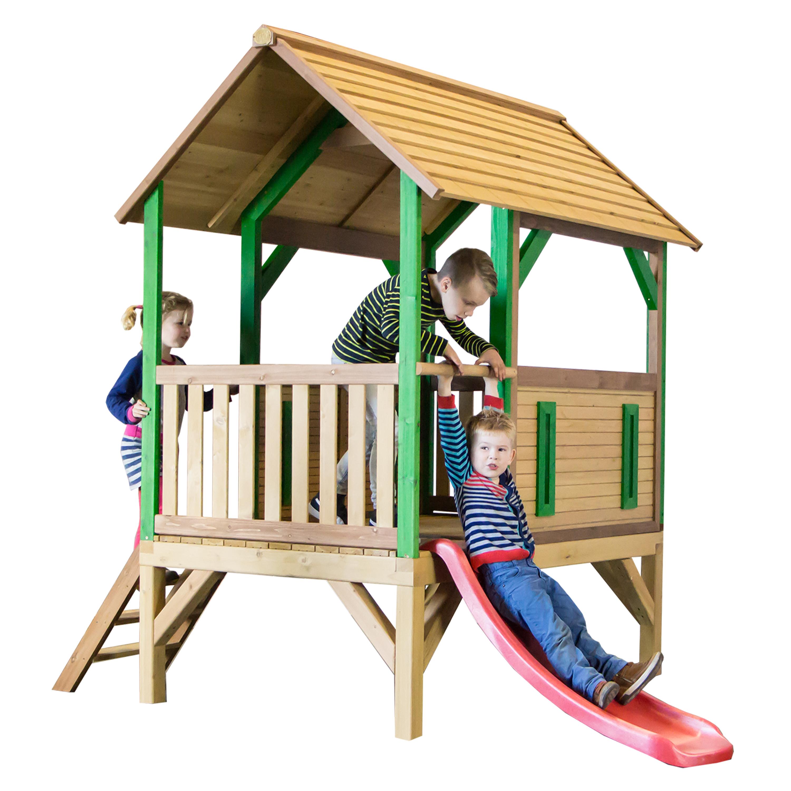Akela Play Tower Brown/green - Red Slide