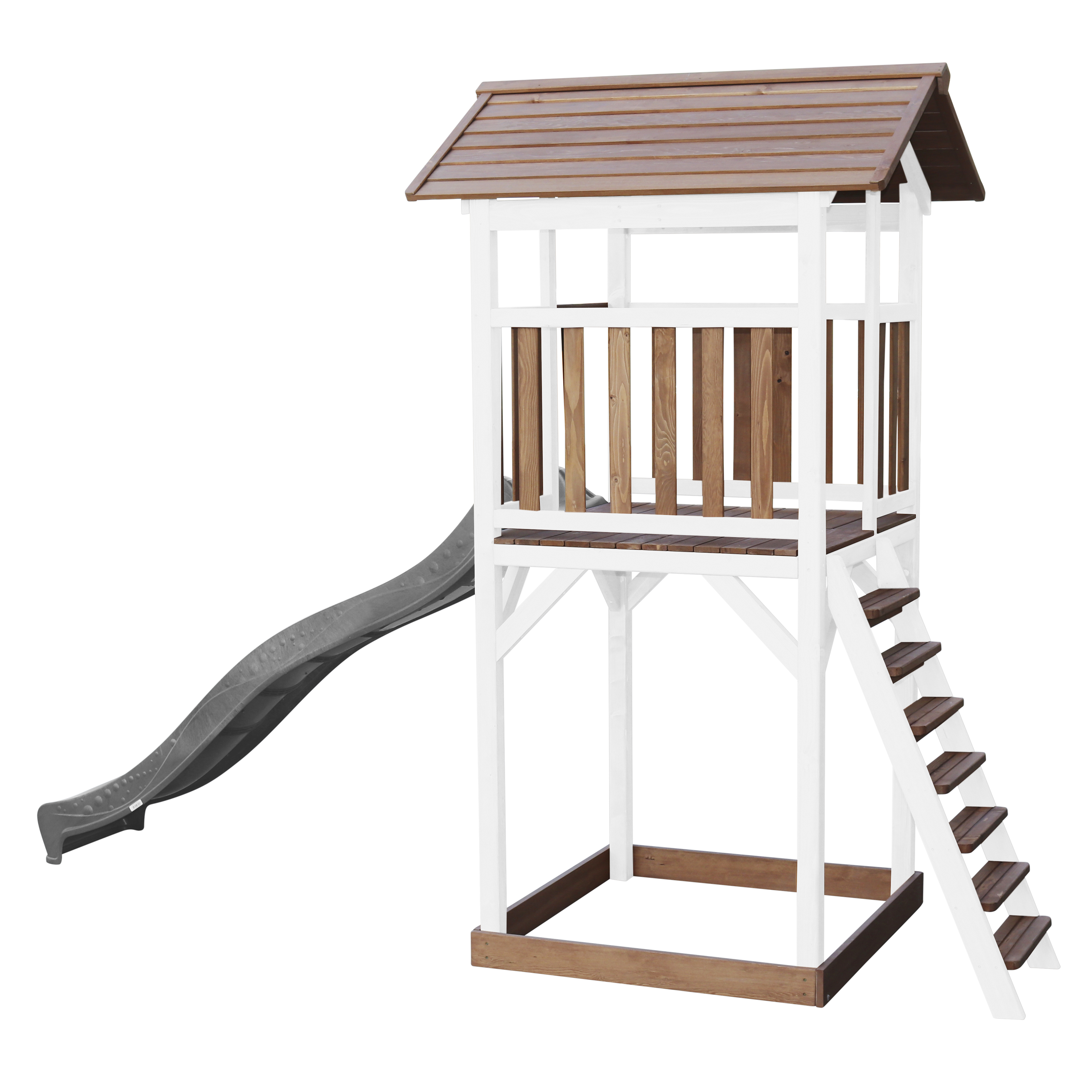 Beach Tower Speeltoren Bruin/wit - Grijze Glijbaan