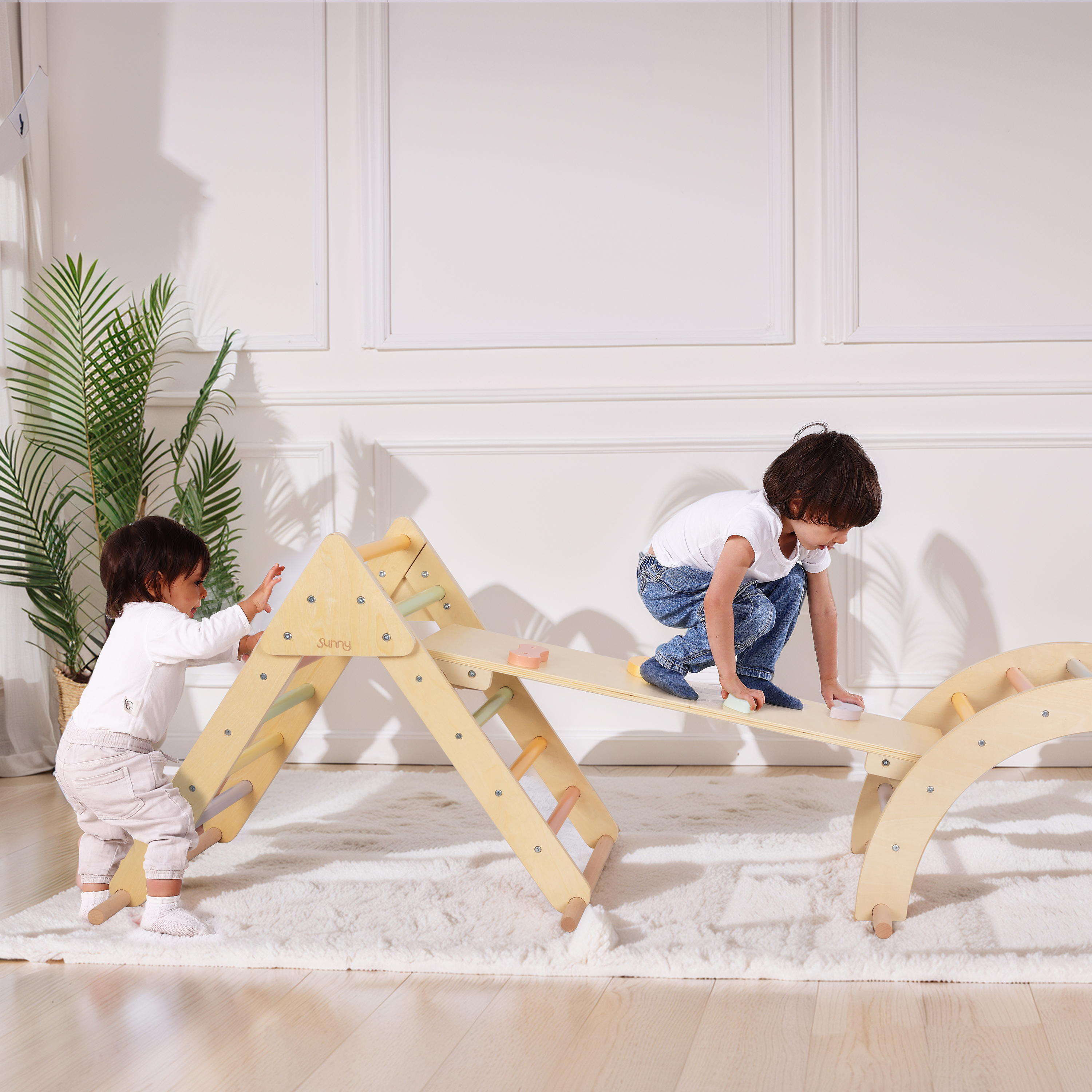 Charlie 3-in-1 Houten Klimdriehoek met Klimwand en Roc