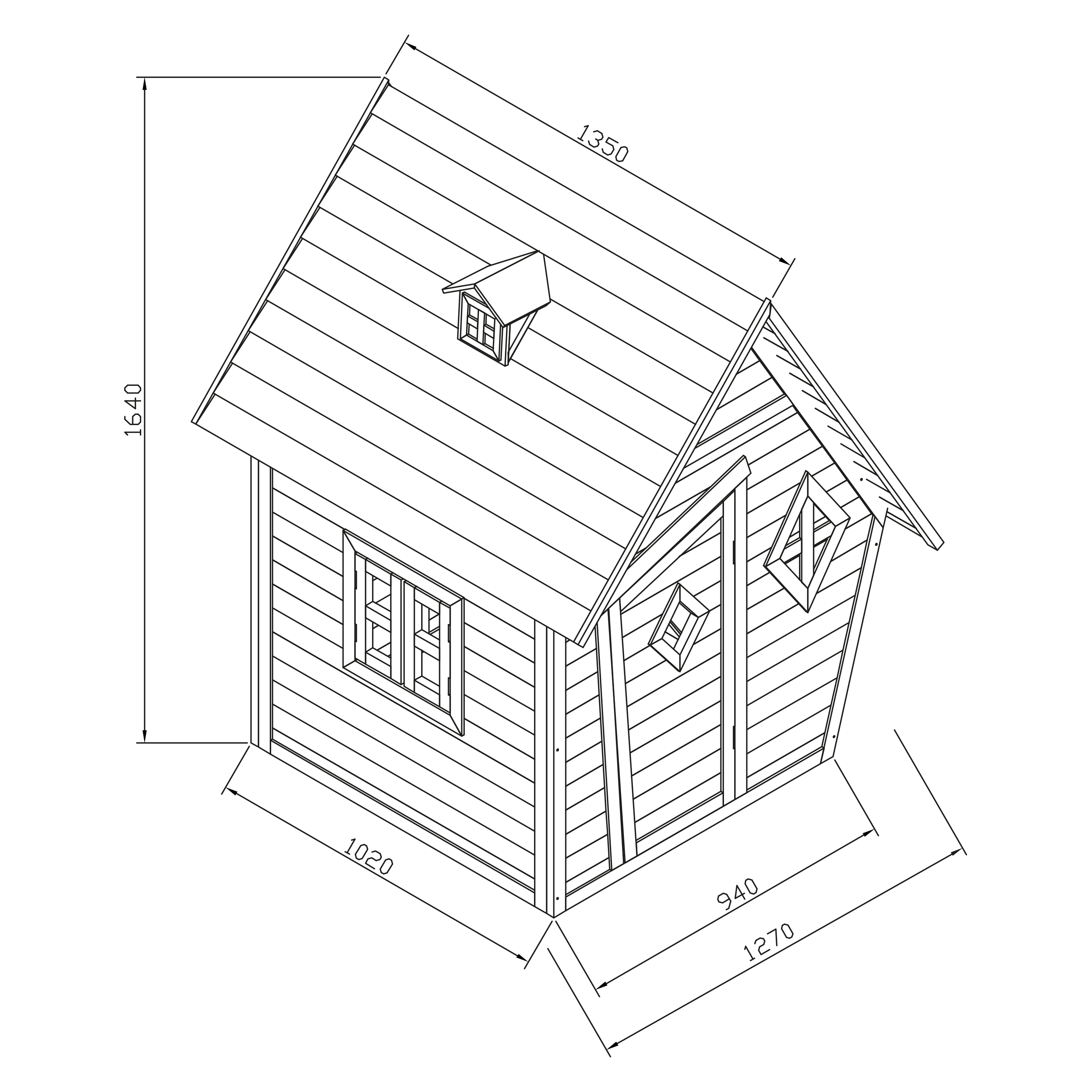 Cabin Speelhuis Grijs/wit