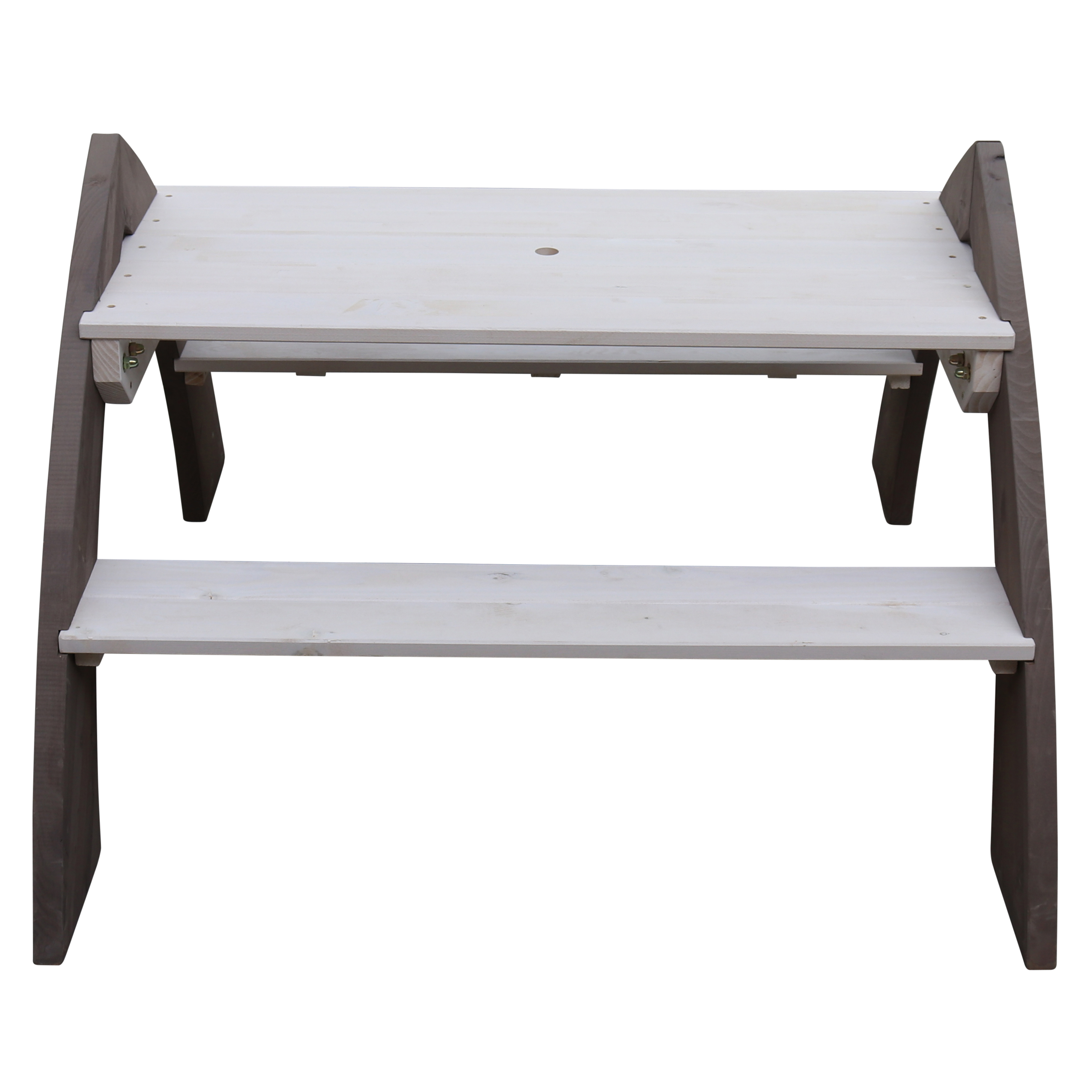 Kylo Picknicktafel Grijs/wit - Parasol Blauw