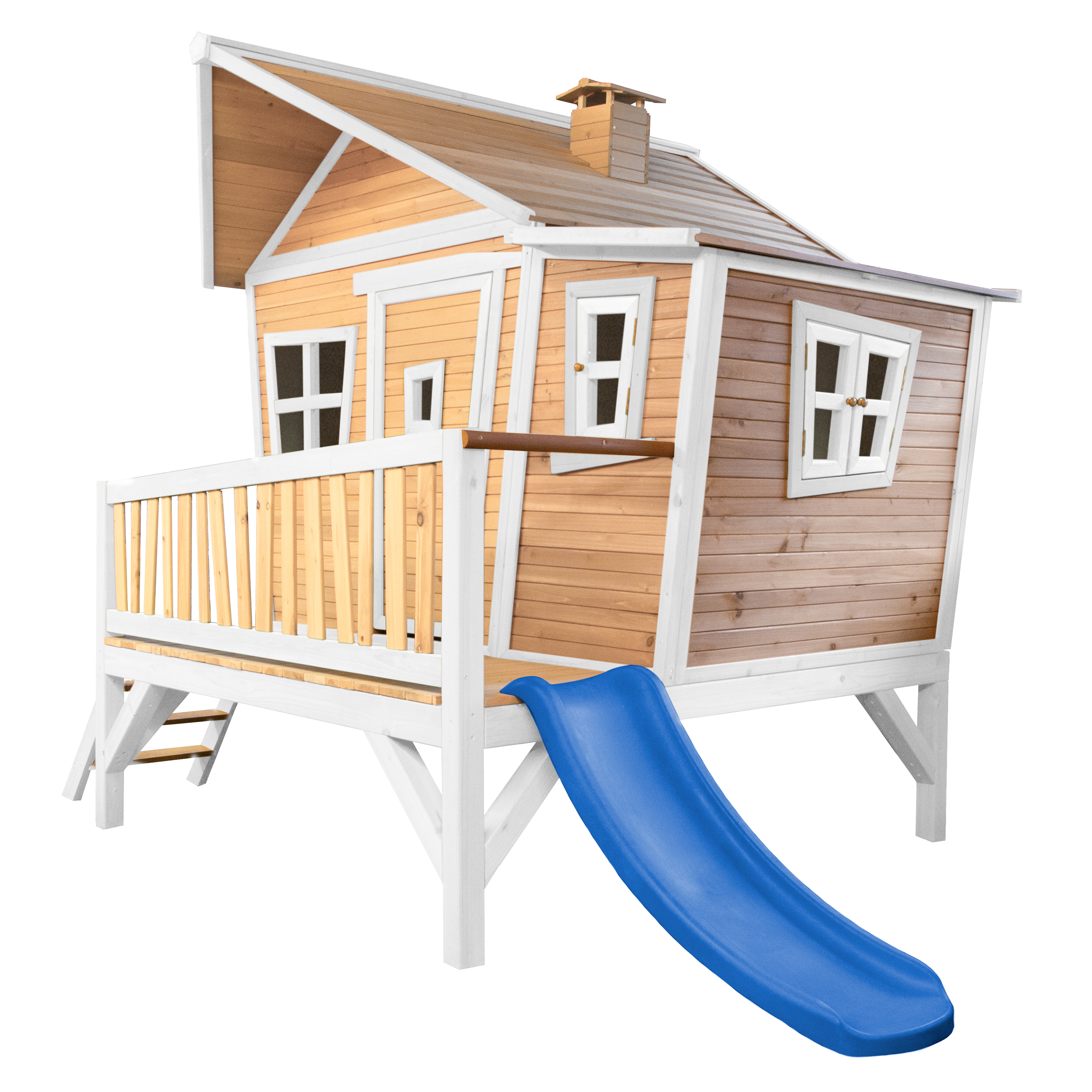 Emma Playhouse Brown/White - Blue Slide
