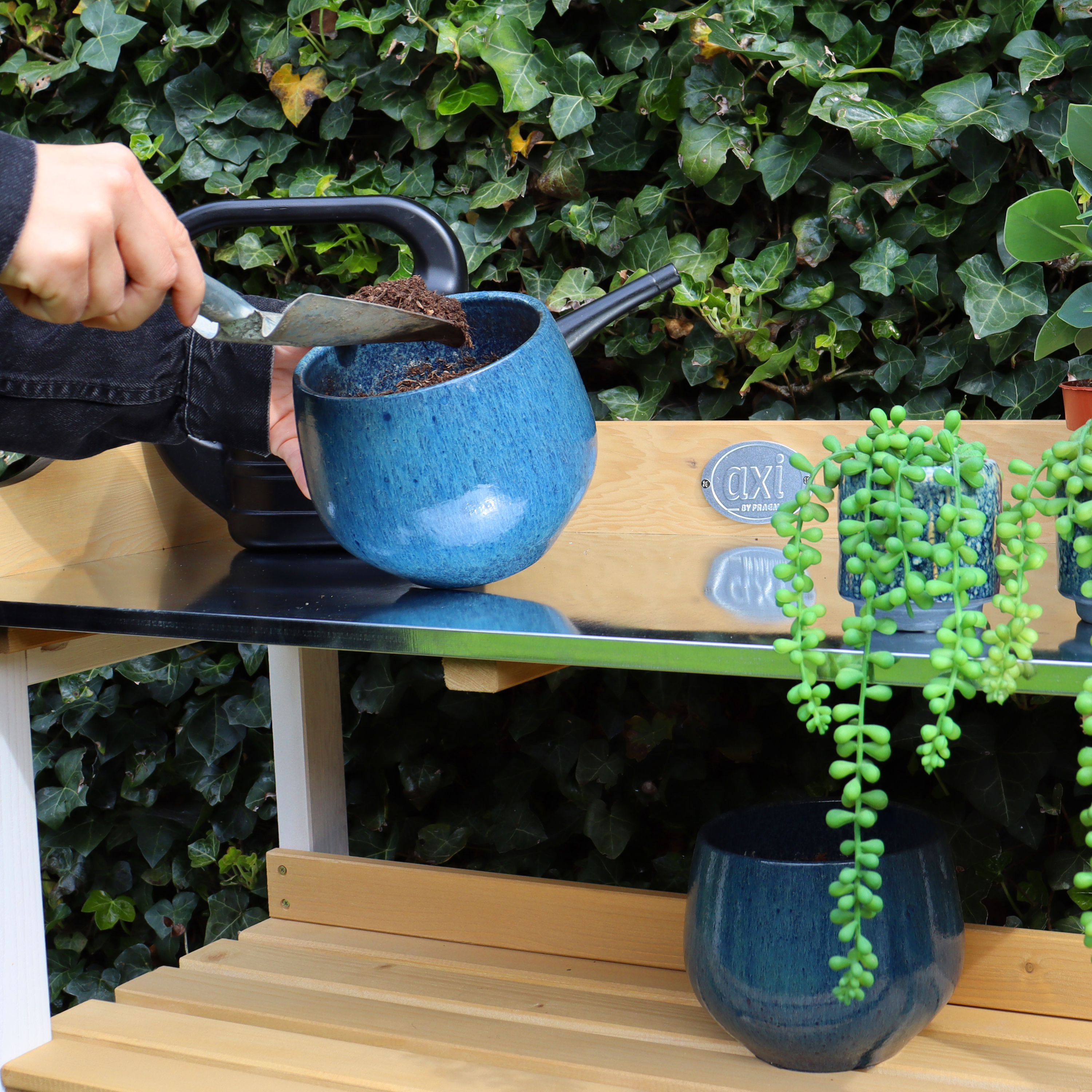 Oppottafel met opbergplanken Bruin/wit