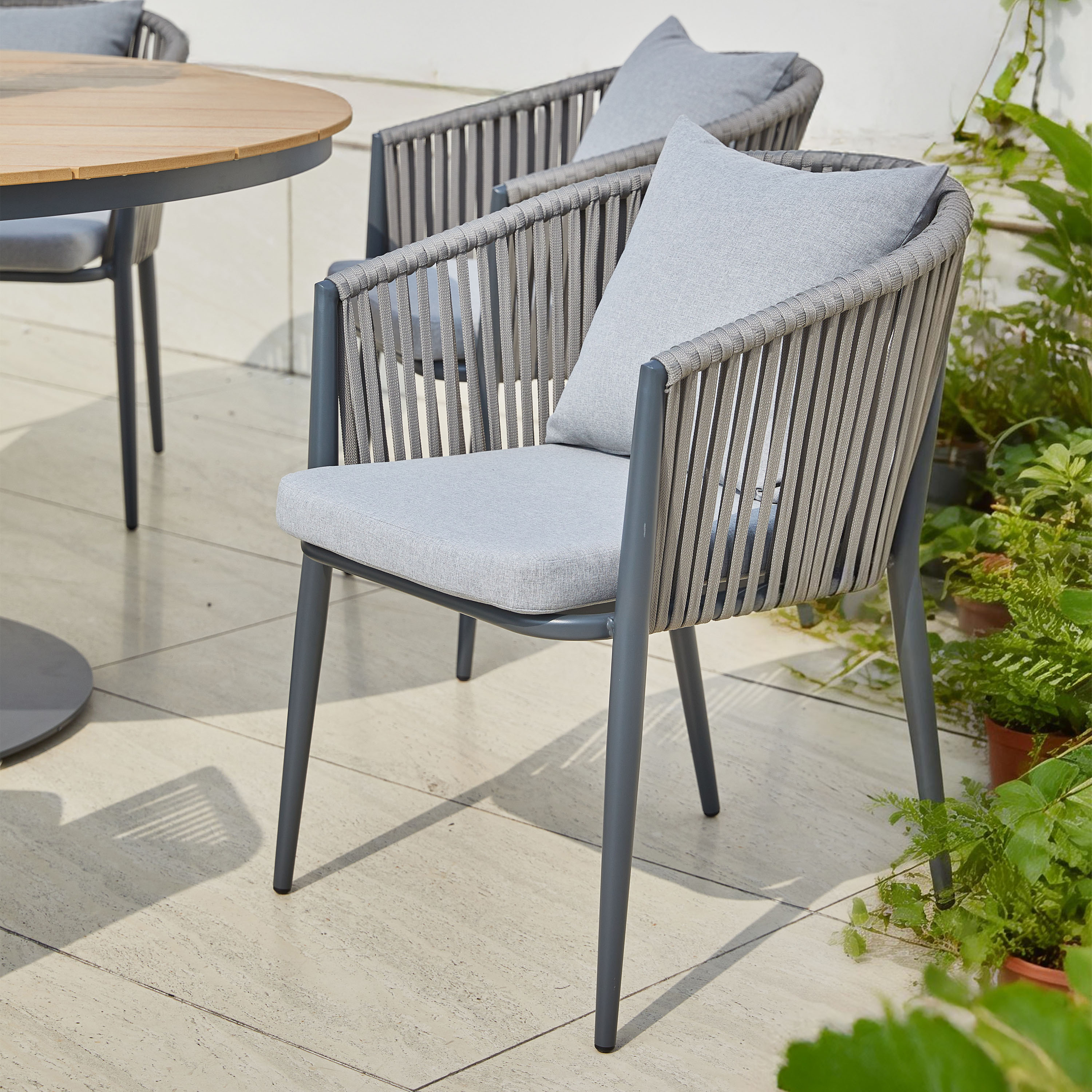 Jay/Faye Ensemble de jardin, 150 cm, 7 pièces -Anthracite