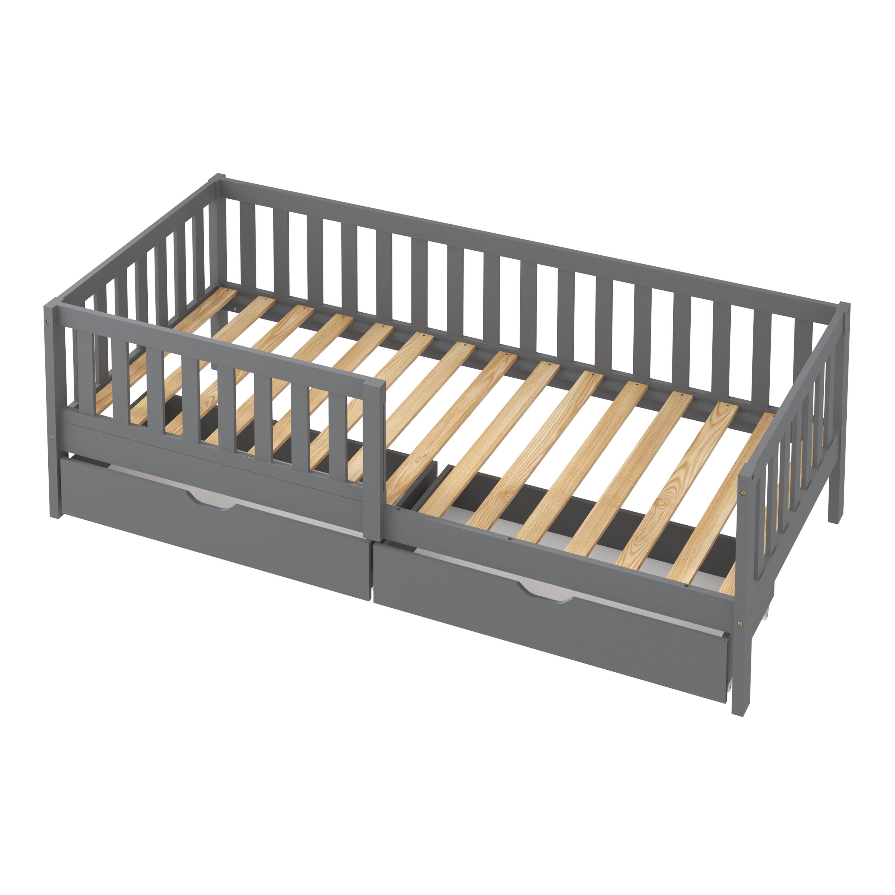 Isa Kids Bed with Storage Drawers Grey – Without Mattress