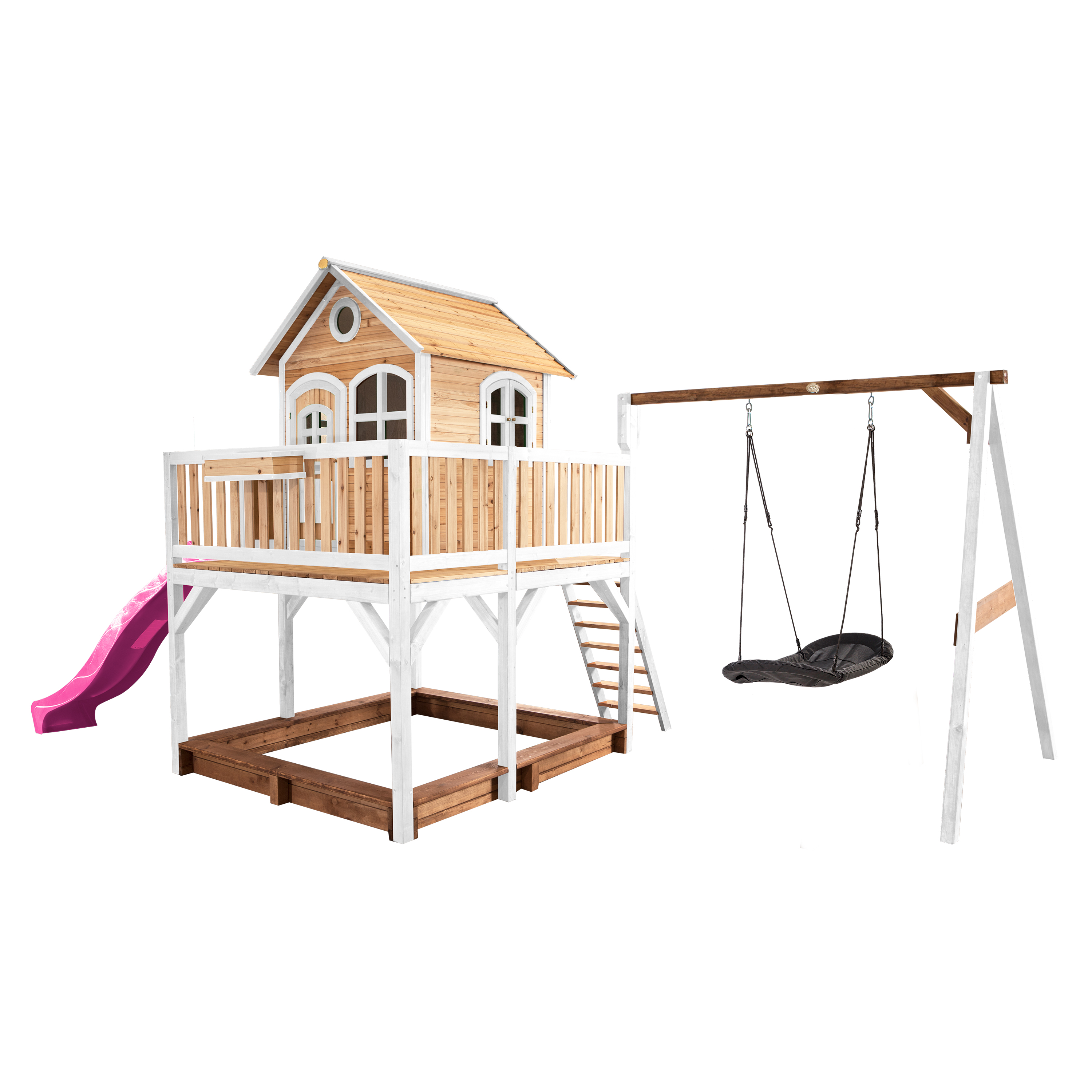 Liam Playhouse with Roxy Nest Swing Brown/white - Purple sli
