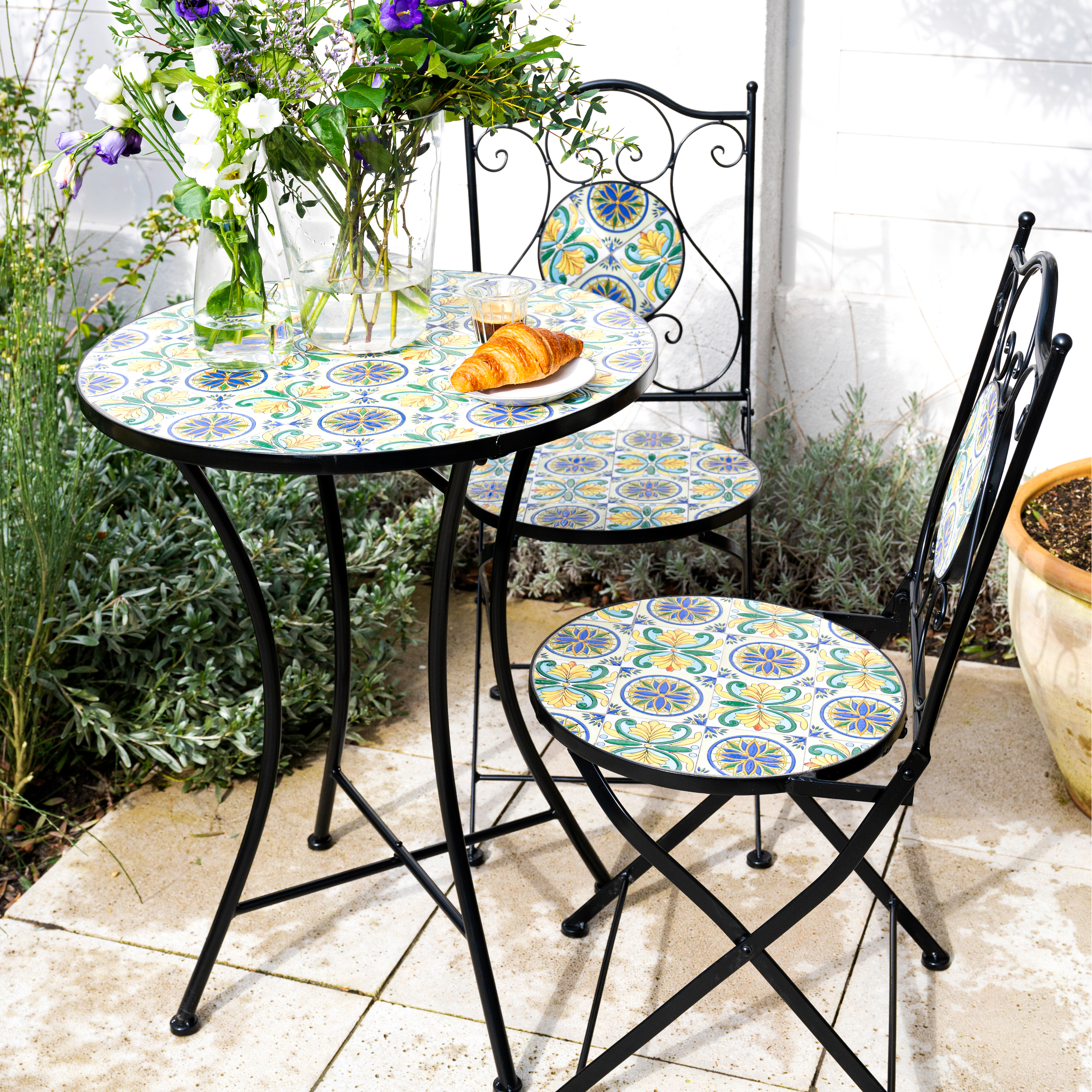 Amélie Mozaïek Bistroset Siciliaanse stijl Blauw/geel