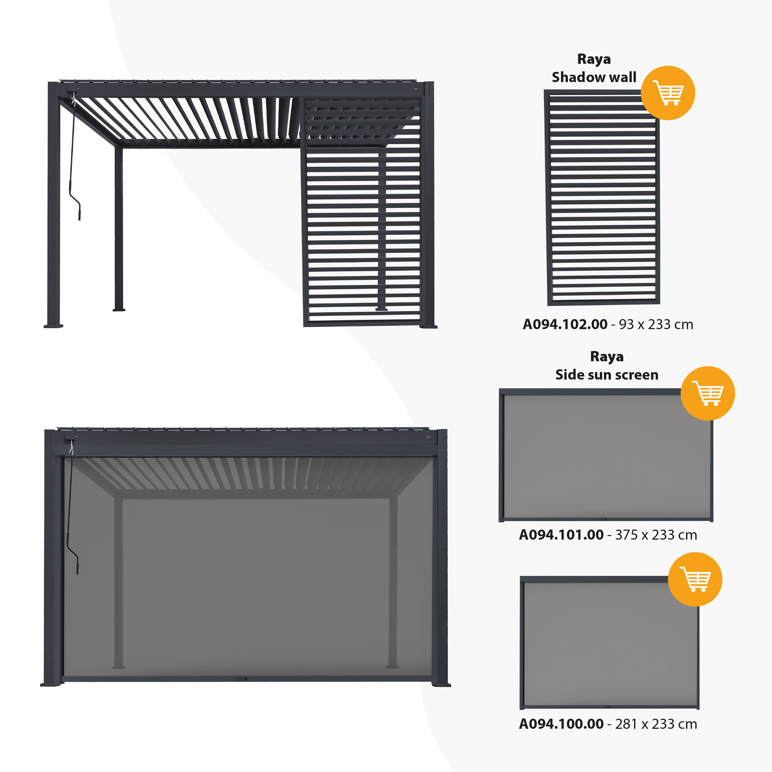 Raya Aluminium Pergola 300 x 400 cm Antraciet