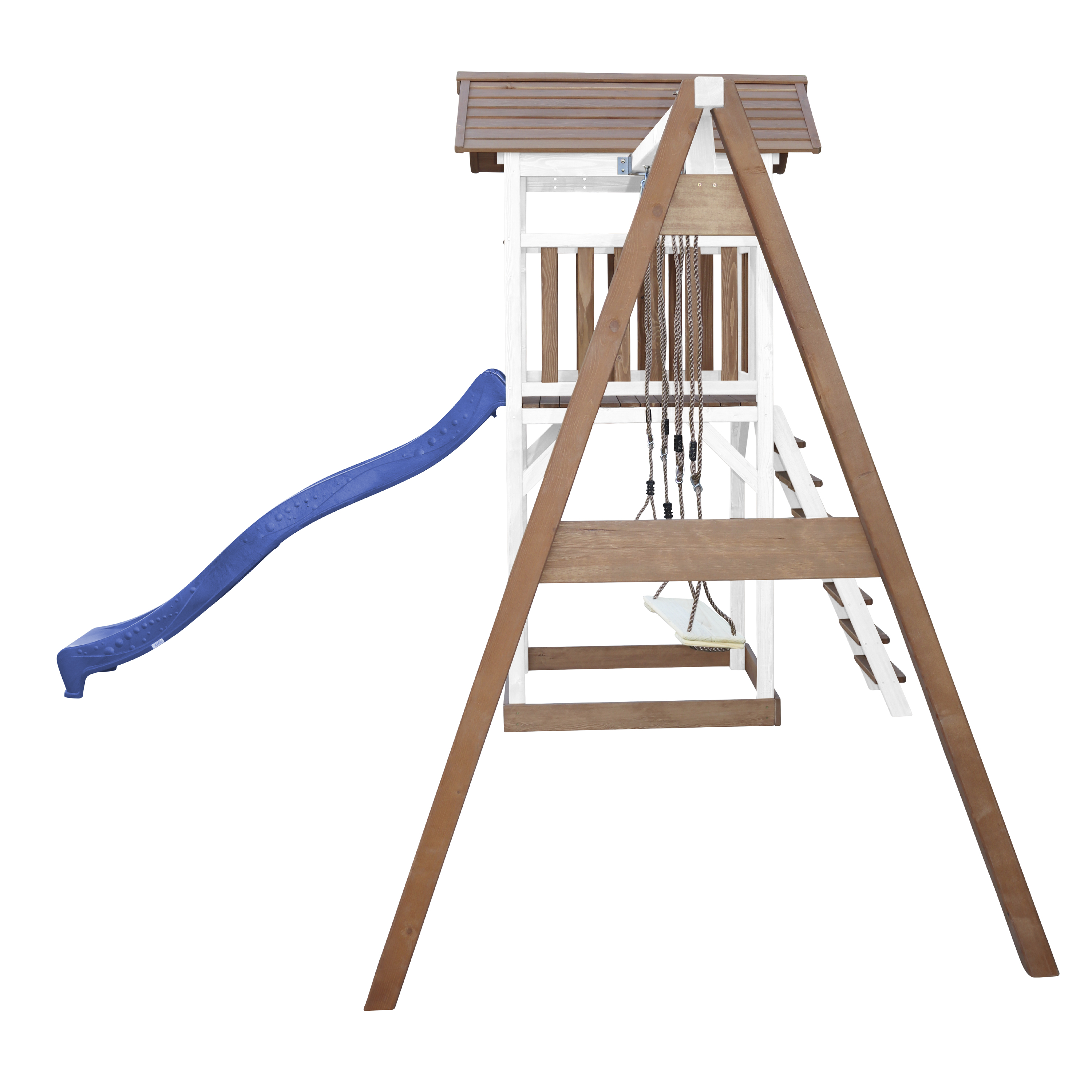 Beach Tower with Double Swing Brown/White - Blue Slide