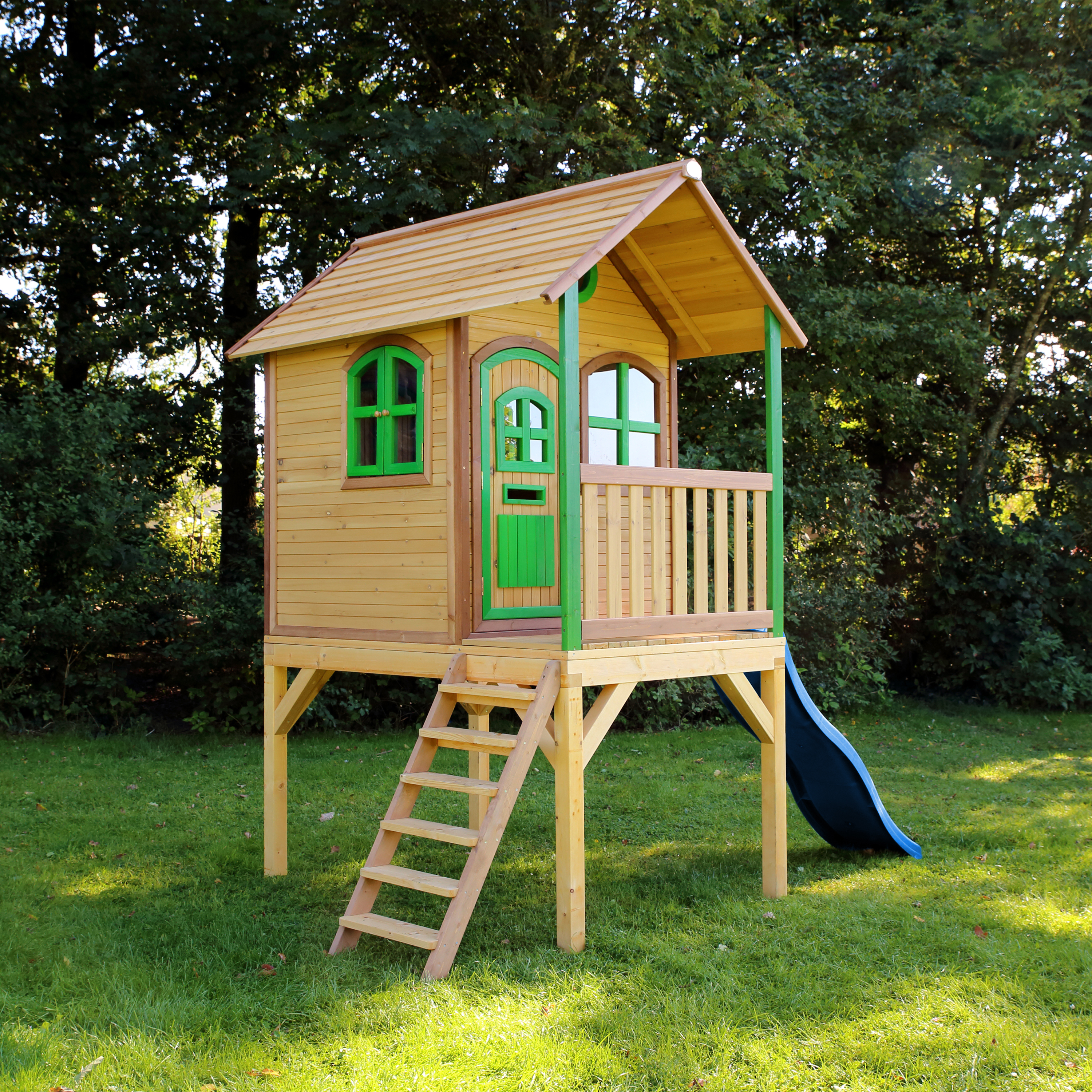 Laura Playhouse Brown/green - Blue Slide