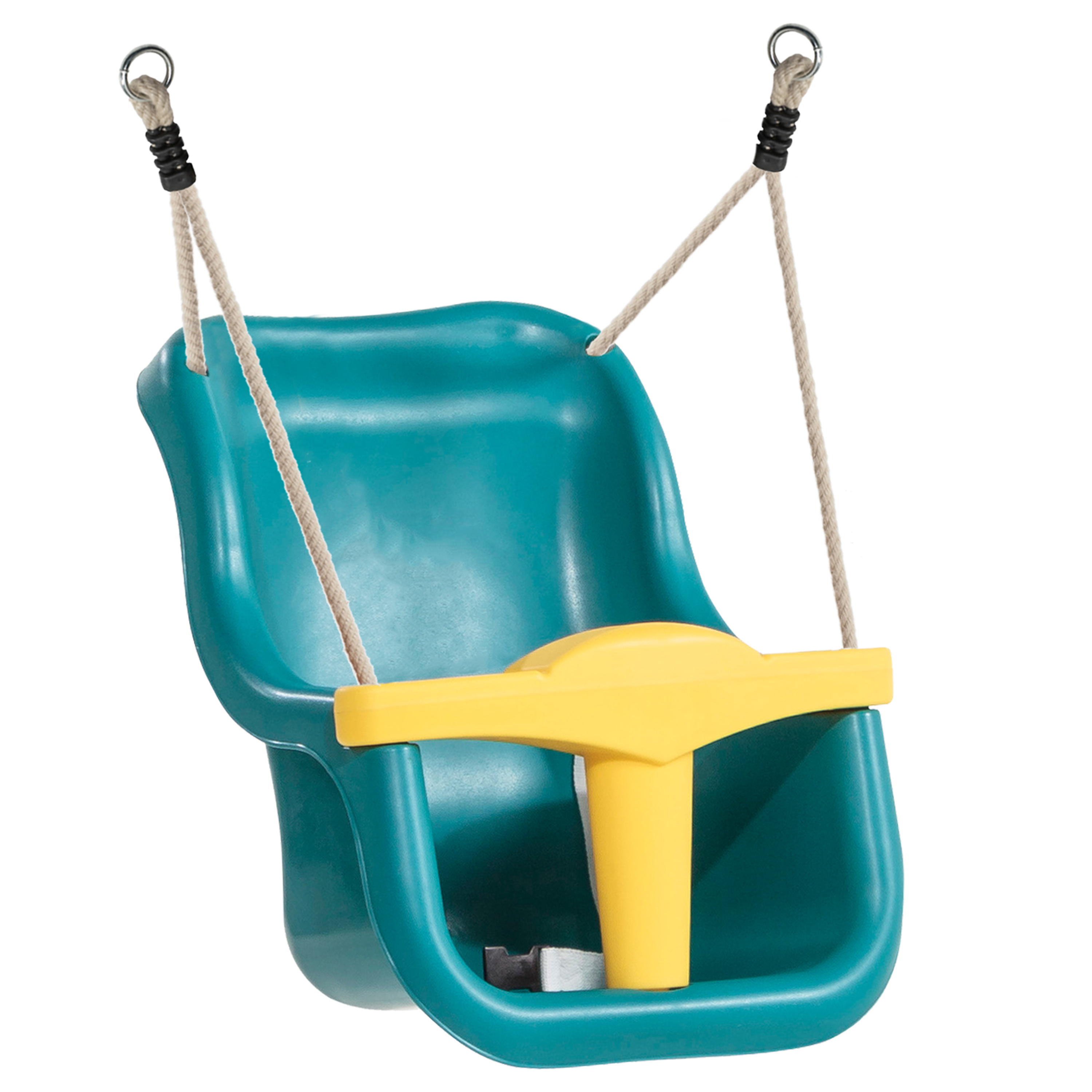 Baby Schommel Grijs/wit met zitje Turquoise/geel