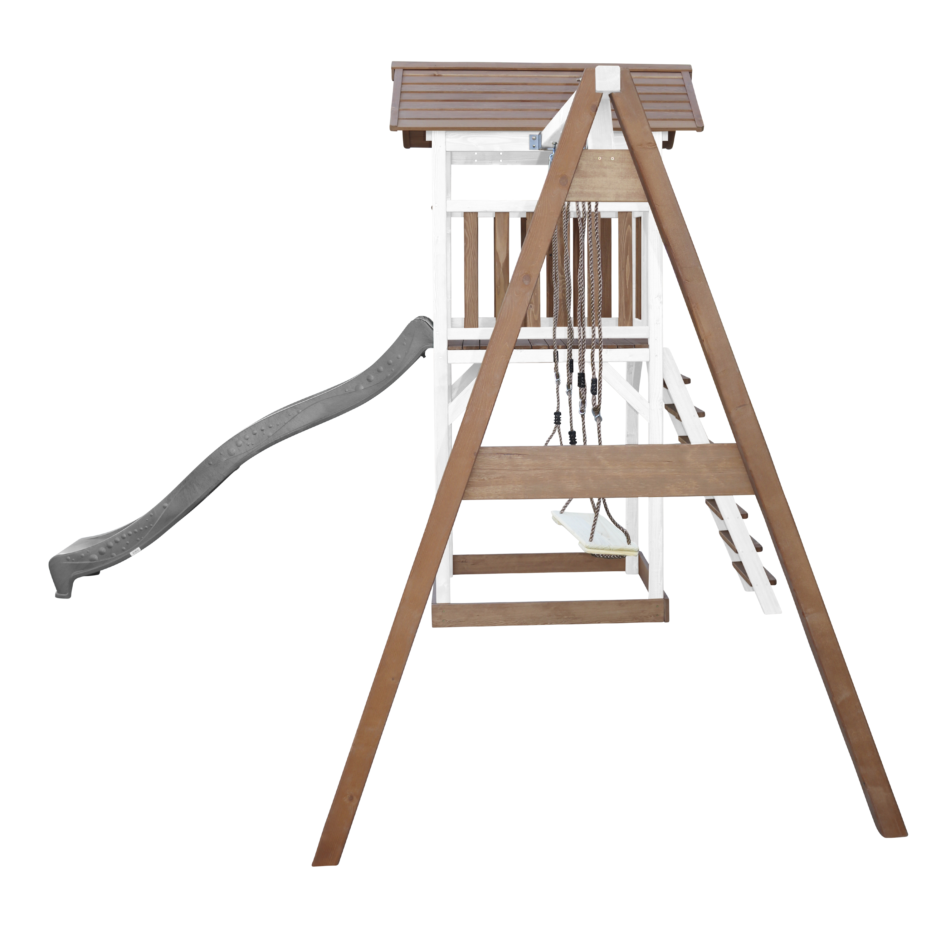 Beach Tower with Double Swing Brown/White - Grey Slide